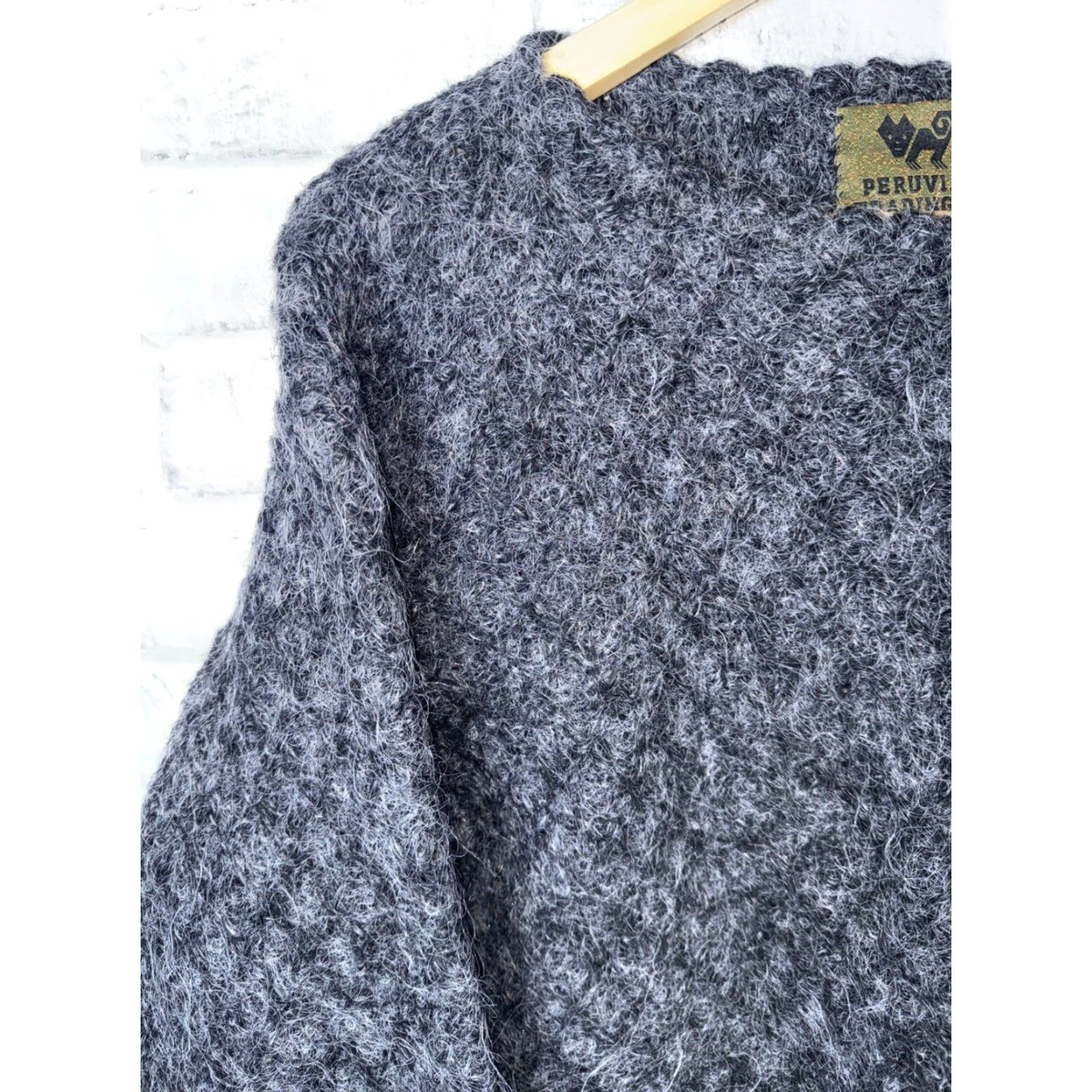 CO VINTAGE Peruvian Sweater Co Gray Pullover Sweater One Size 100% Virgin Acrylic Womens Size ONE SIZE - 6 Thumbnail