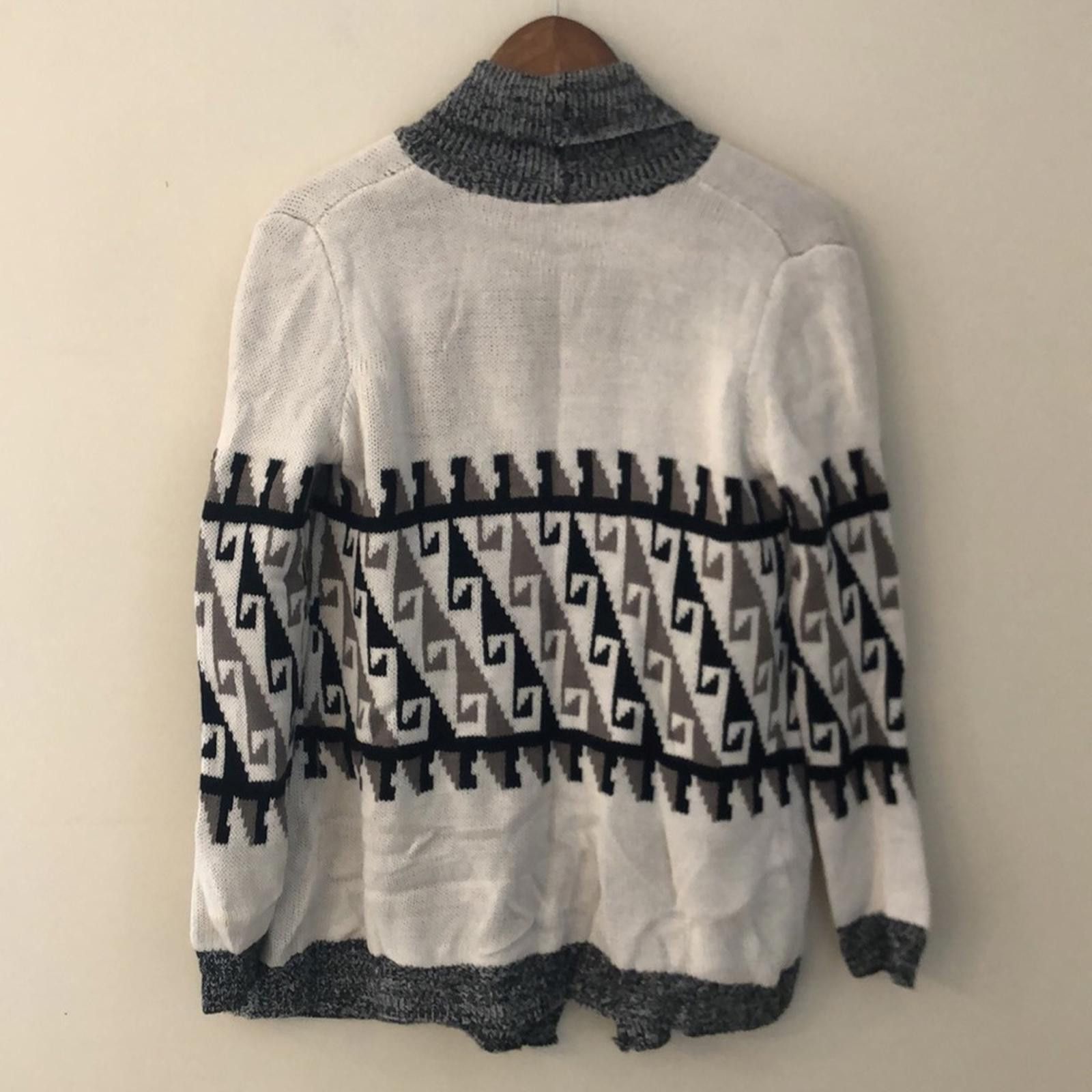 The Unbranded Brand Knit Cardigan Sweater cream black gray brown geometric SM Size S / US 4 / IT 40 - 3 Thumbnail