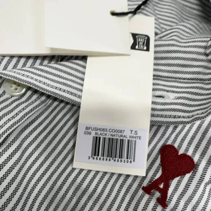 AMI AMIPARIS Striped Logo Long Sleeve Shirt -2507 Size US S / EU 44-46 / 1 - 6 Thumbnail