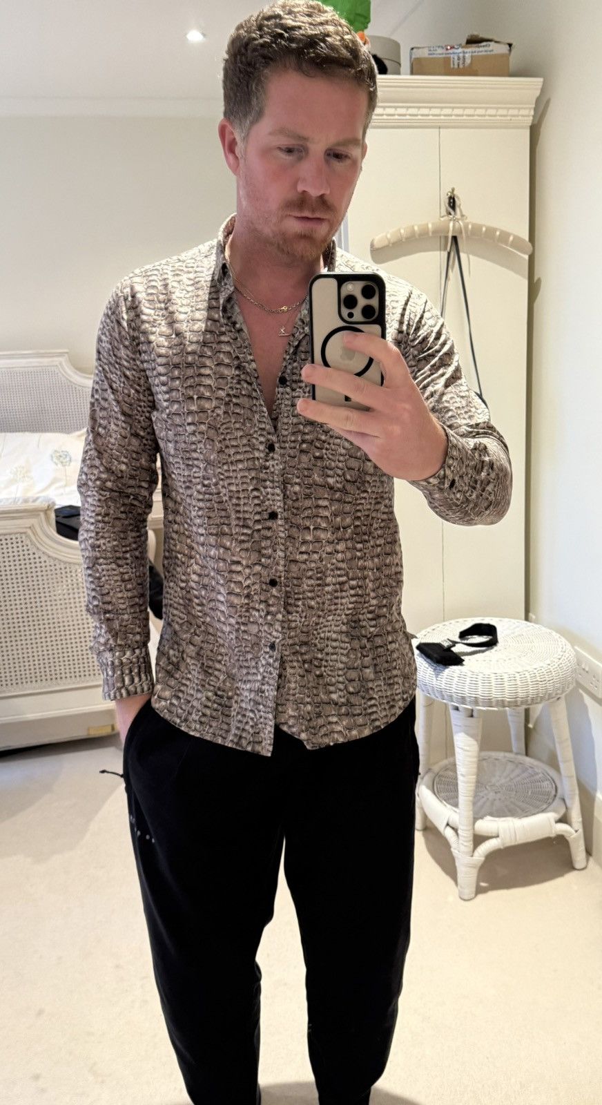Saint Laurent Paris SS14 Saint Laurent crocodile shirt Hedi Slimane 40 Size US L / EU 52-54 / 3 - 4 Thumbnail