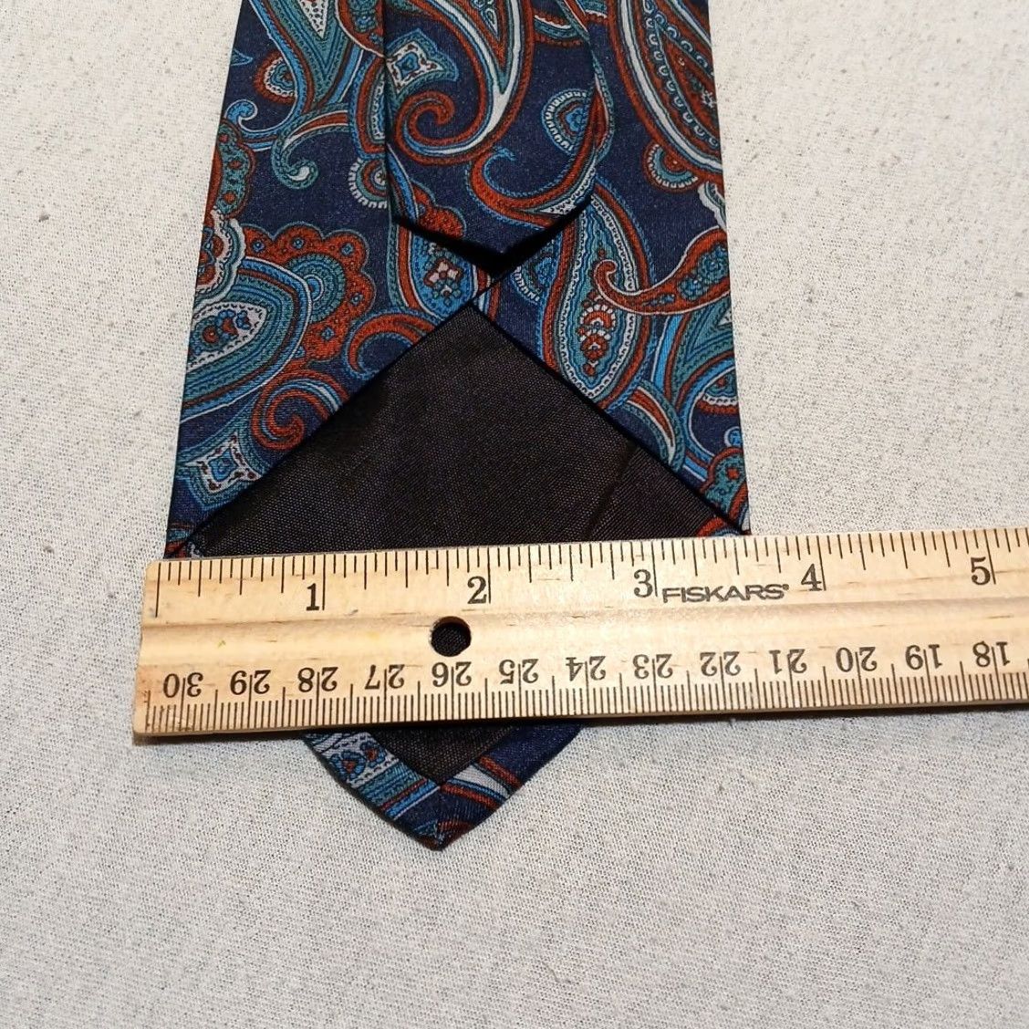 Vintage Essex Tie Blue 56" x 3.63" Polyester Red Teal Pattern Paisley Designer Men Neckwear Shirt Strap Not Applicable Size ONE SIZE - 5 Thumbnail