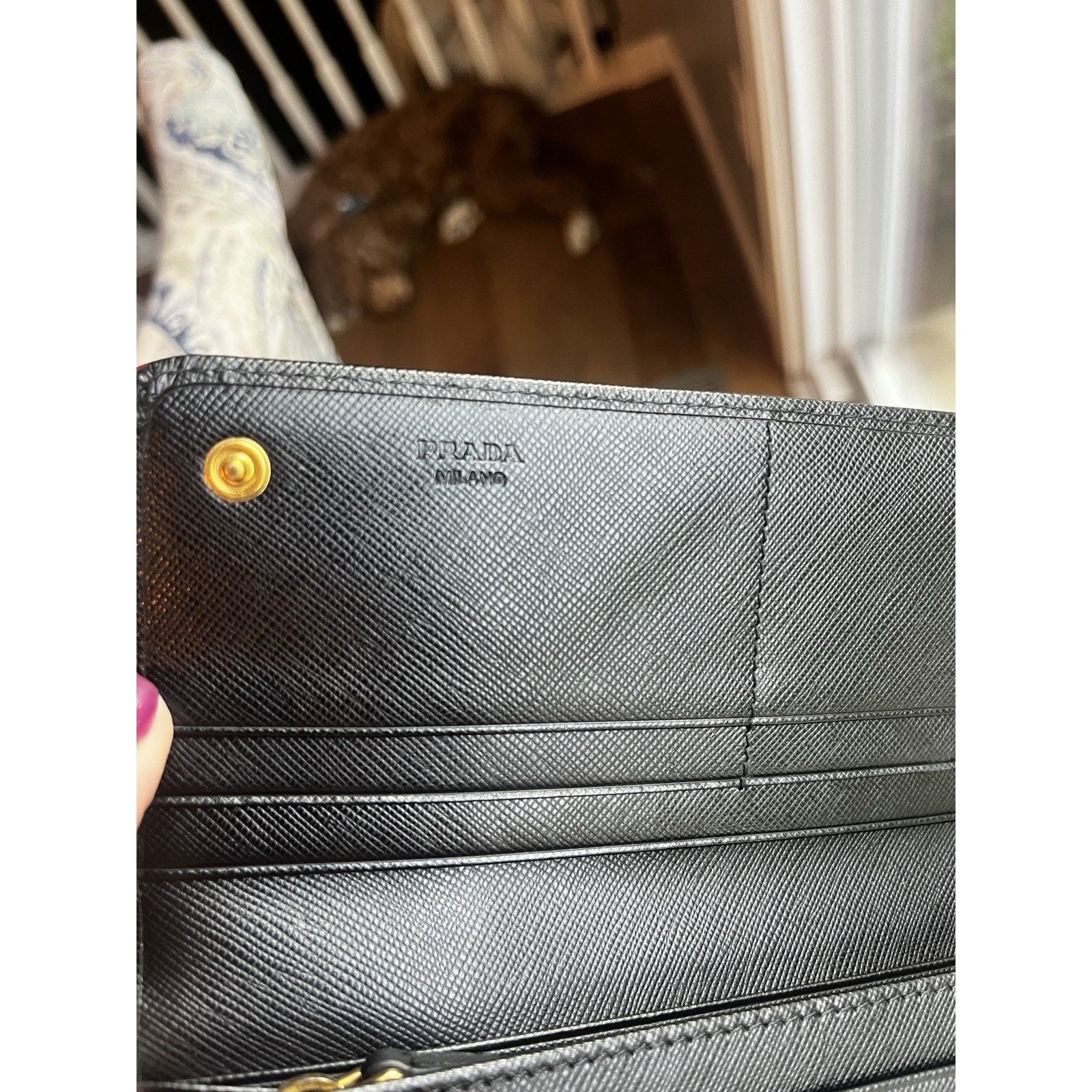 Prada Prada Large Saffiano Leather Wallet 100% Authentic Black Size ONE SIZE - 10 Thumbnail