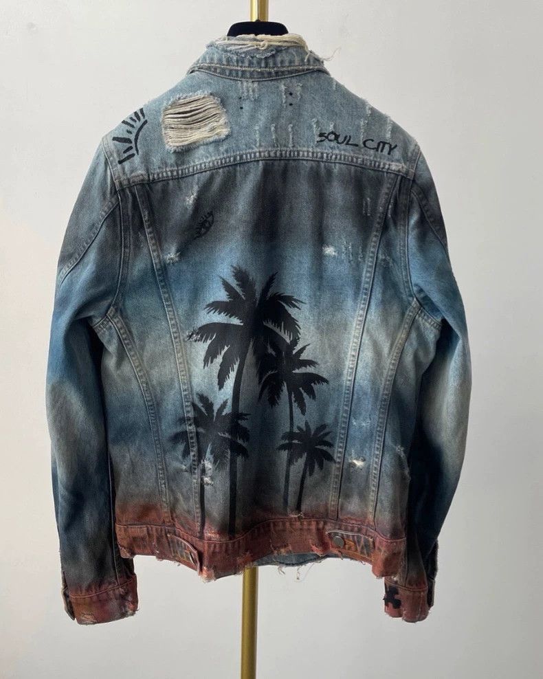 Amiri Amiri 18spalm coconut tree rendering destroys denim jacket- Size US S / EU 44-46 / 1 - 2 Thumbnail