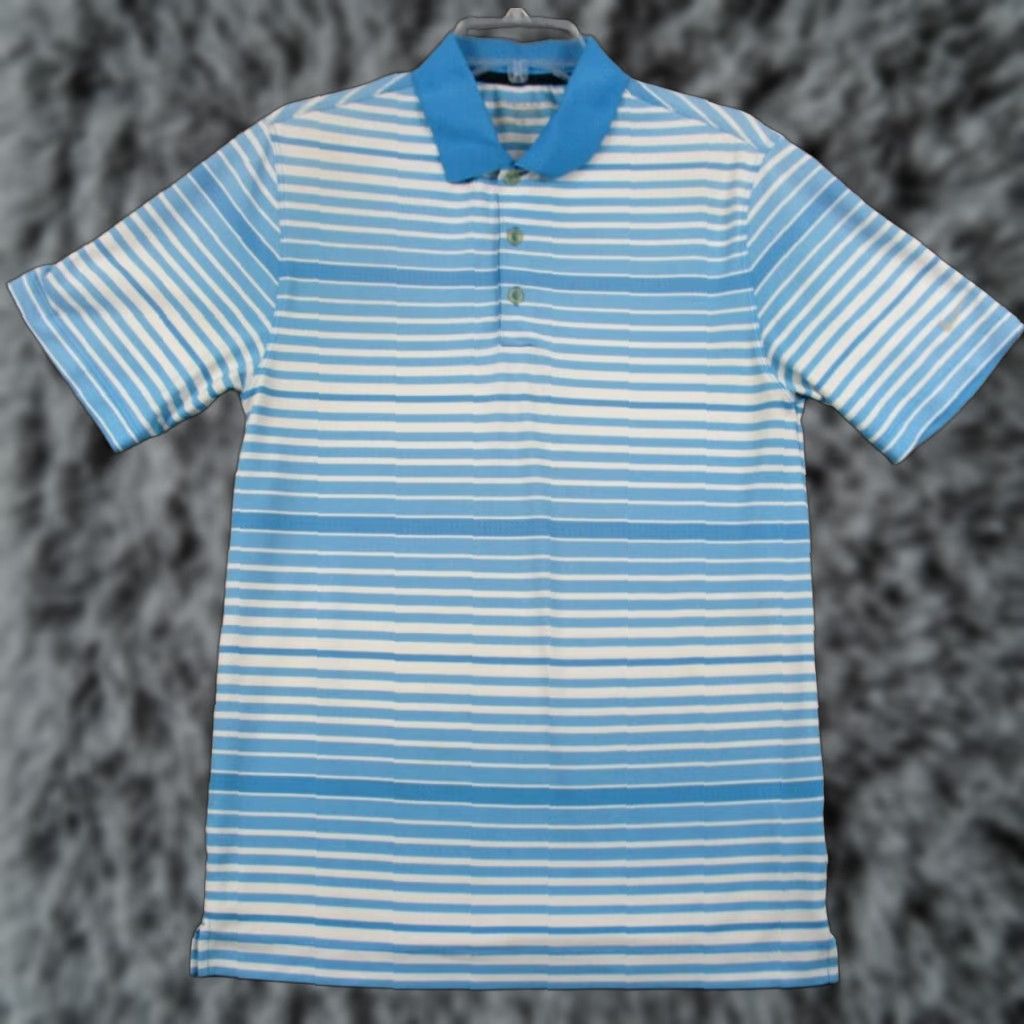 Nike Nike Golf Polo Shirt Small Men’s Standard Fit Dri-Fit Sky Blue Logo Striped Nike Dri-Fit Polo Shirt Polo Size US S / EU 44-46 / 1 - 1 Thumbnail