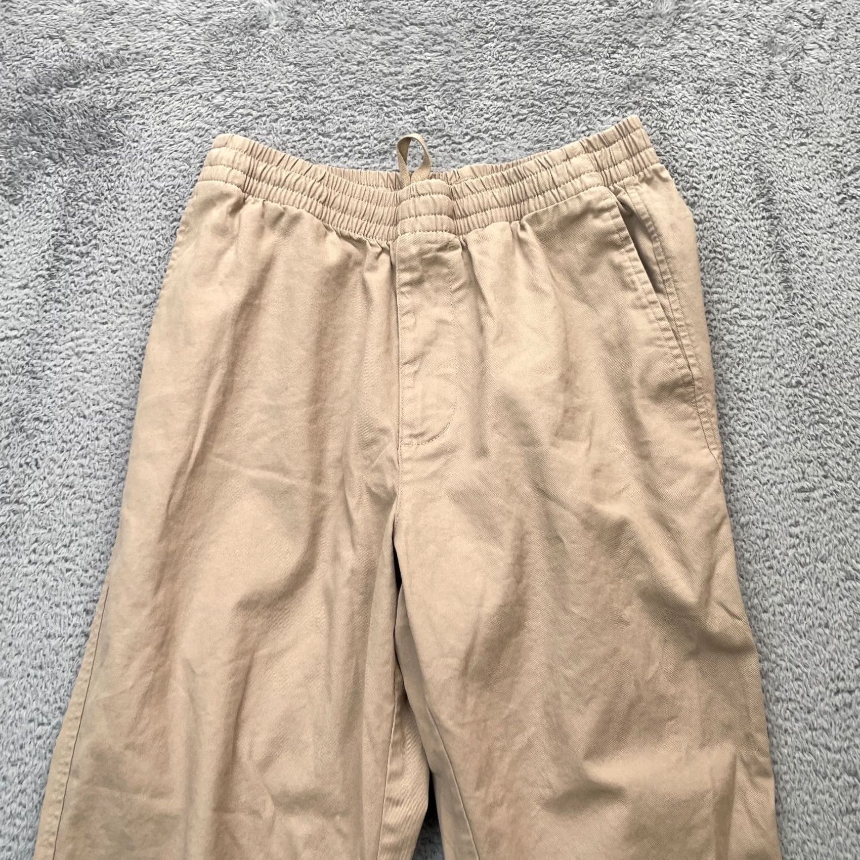 Uniqlo Uniqlo Pants Womens Small Beige Stretch Easy Ankle Cotton Tapered Leg Drawstring Size 26" / US 2 / IT 38 - 5 Thumbnail