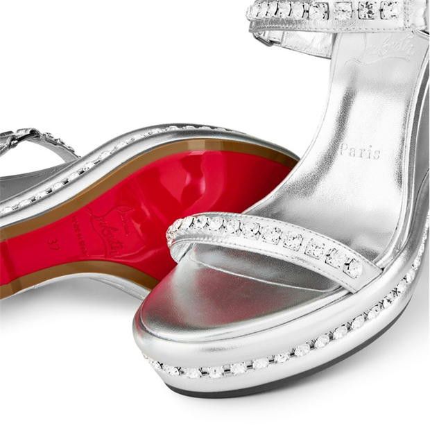 Christian Louboutin Pyrastrass 110mm Metallic Leather Wedge Sandals Size US 9 / IT 39 - 6 Thumbnail