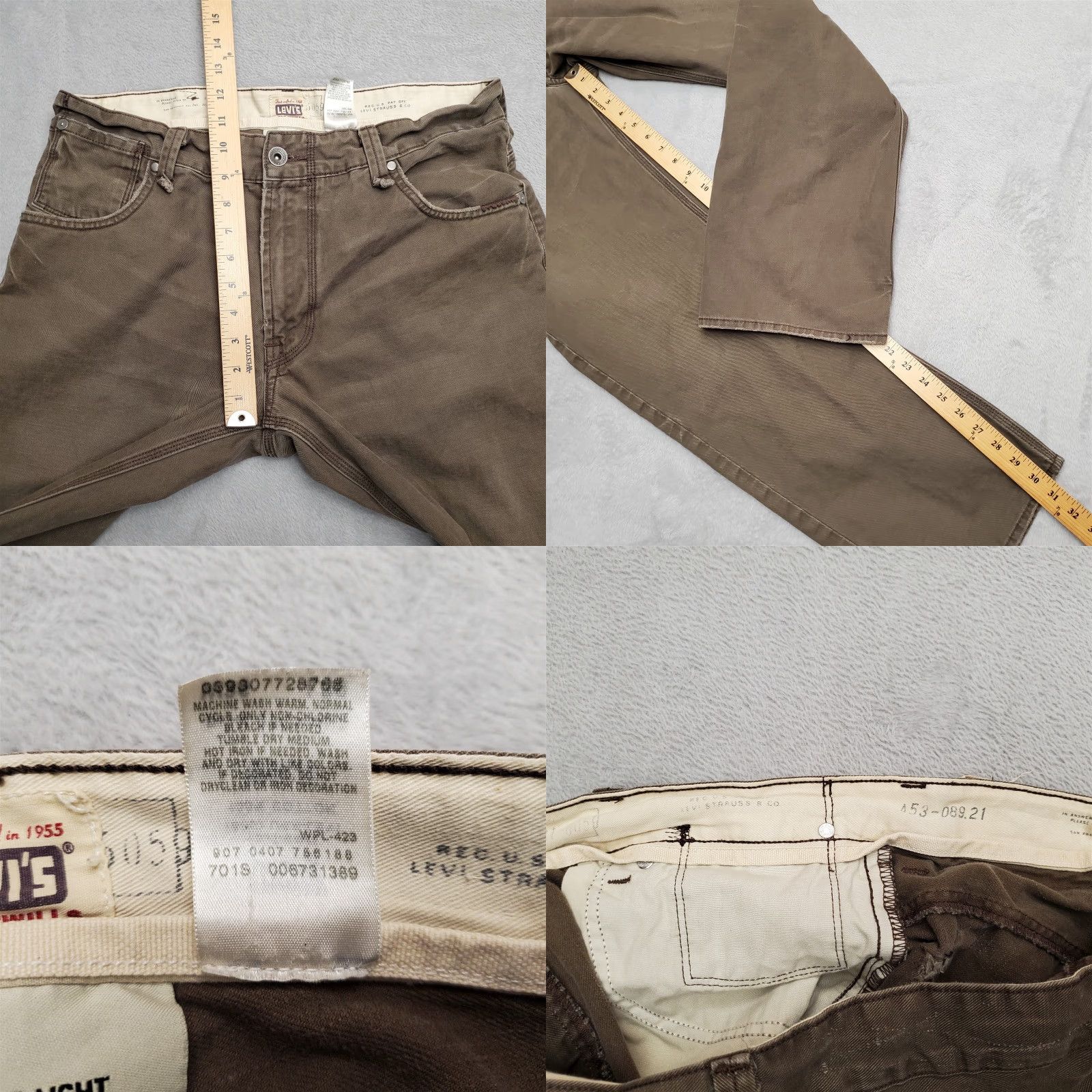 Levi's VINTAGE Levi's Pants Mens 36x30 Twill Slim Brown 5-Pocket Levis Button Pocket 90s Y2K Casual Mens Size US 36 / EU 52 - 9 Thumbnail