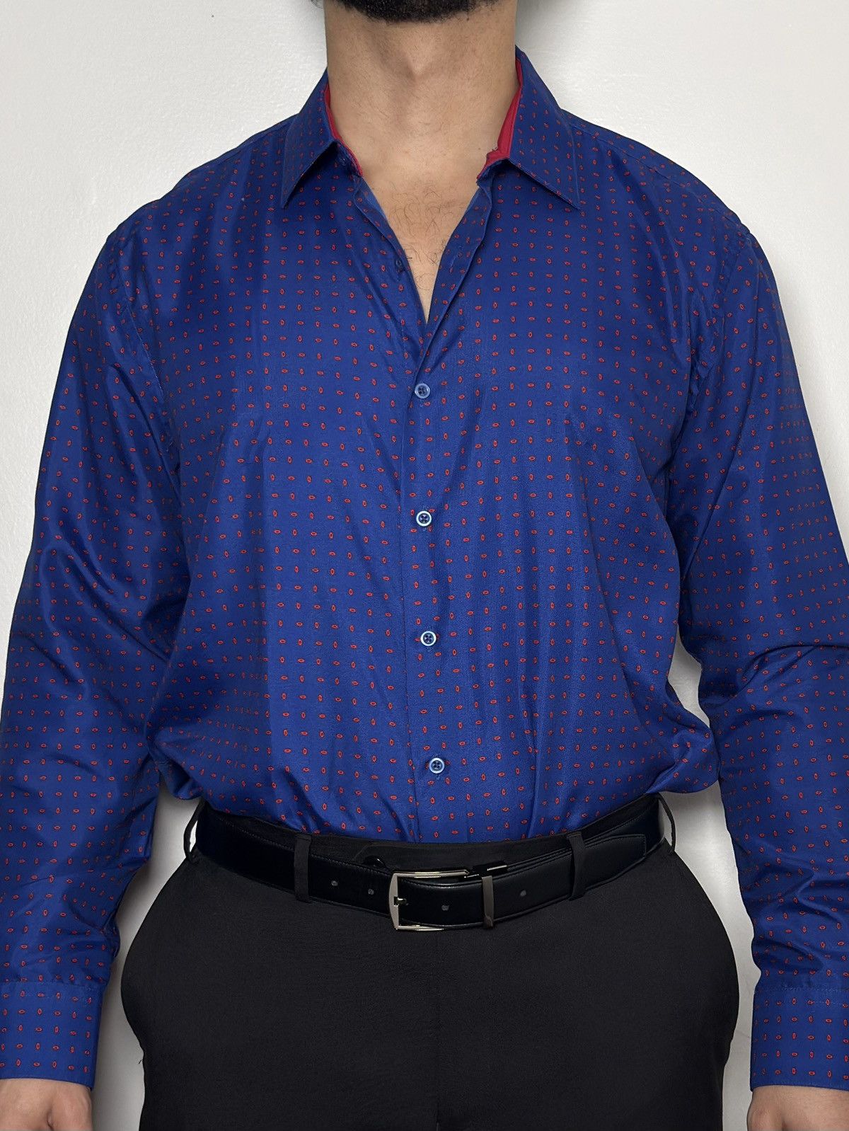 Nine West Nine West Blue Micro Dot Button-Up Shirt – Slim Fit L Size US L / EU 52-54 / 3 - 3 Thumbnail