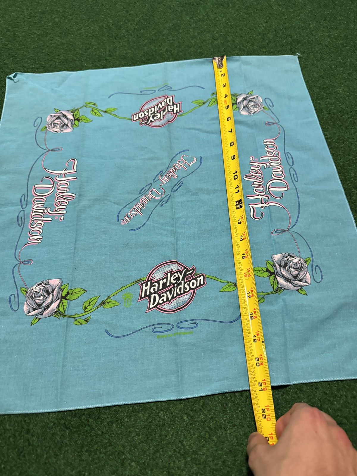 Harley Davidson × Vintage Vintage 90s Harley Davidson Womens Blue Pink Biker Bandana Size ONE SIZE - 6 Thumbnail