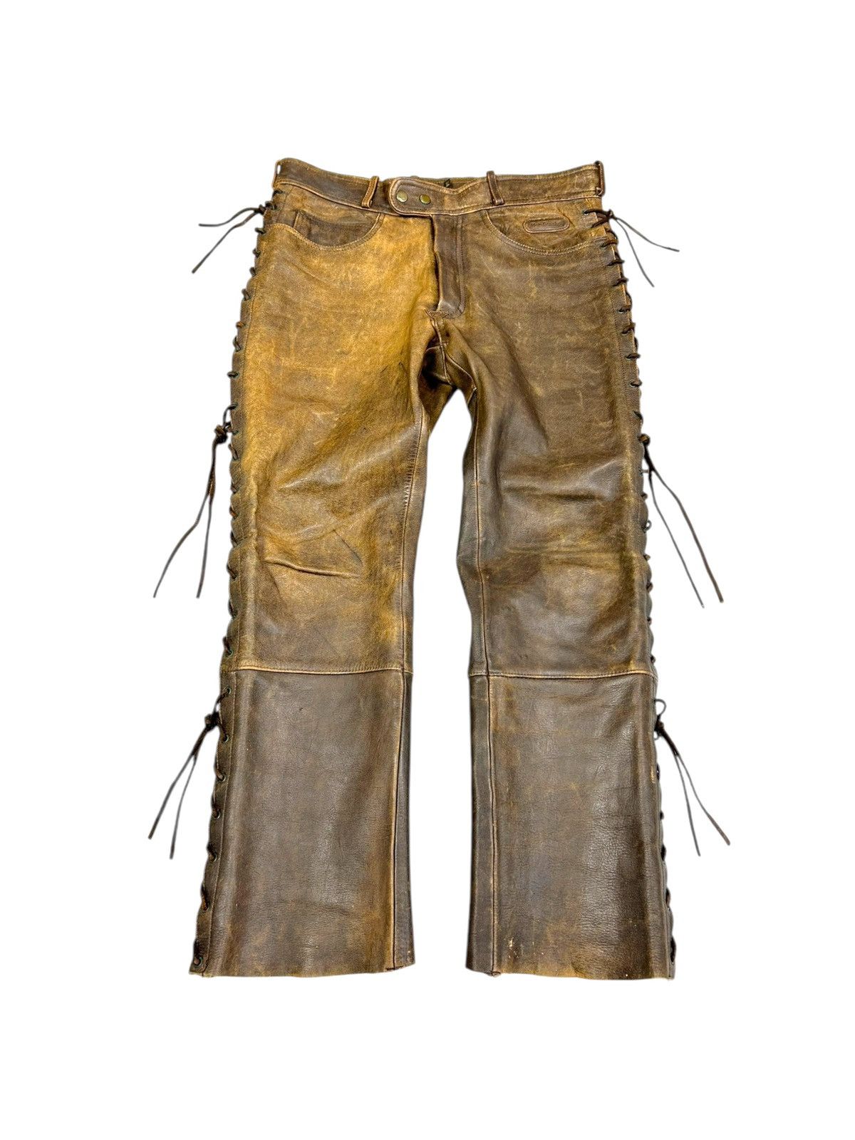 Vintage Faded Grunge Leather Biker pants
