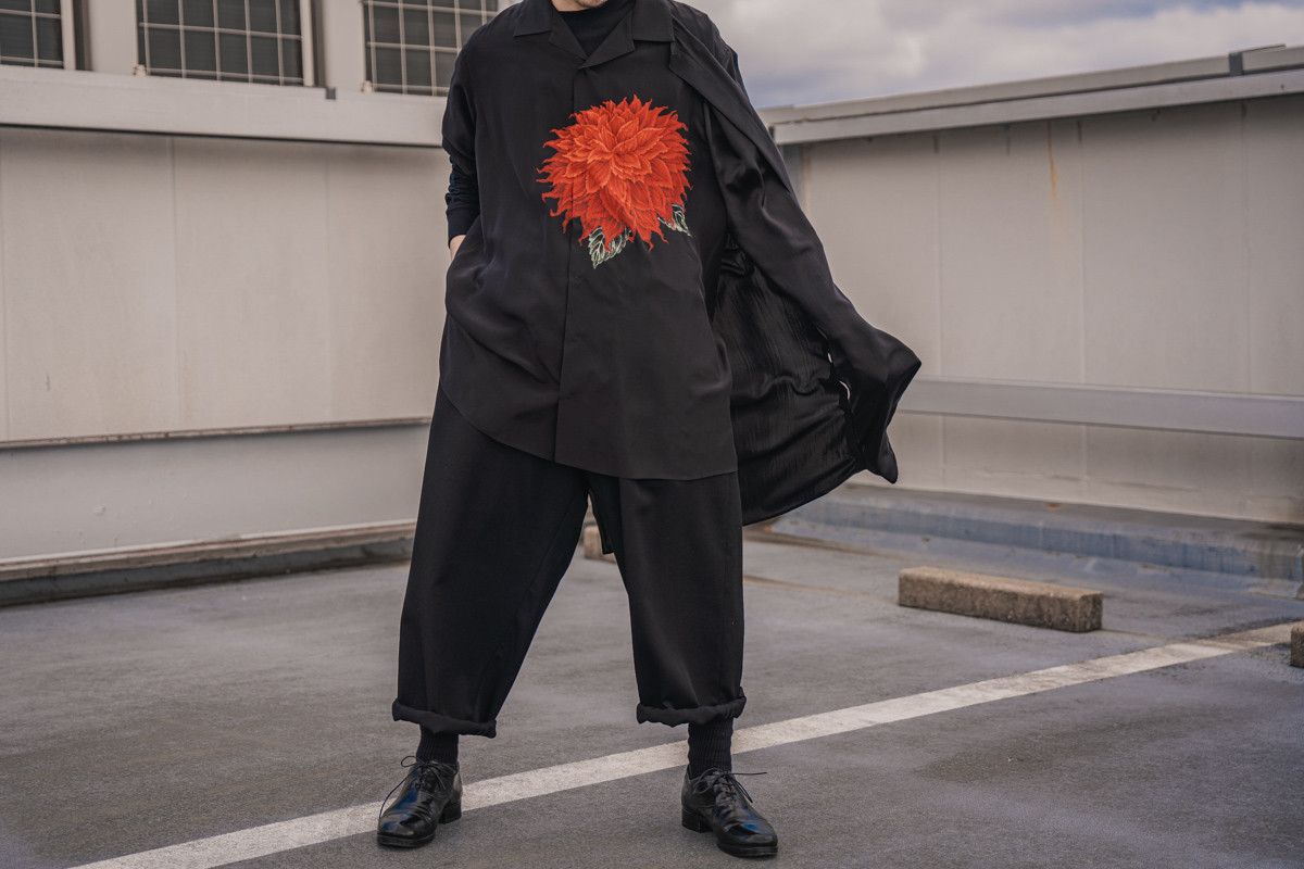 Yohji Yamamoto Yohji Yamamoto Pour Homme - Silk Dahlia Layered Aloha Blouse Size US M / EU 48-50 / 2 - 3 Thumbnail