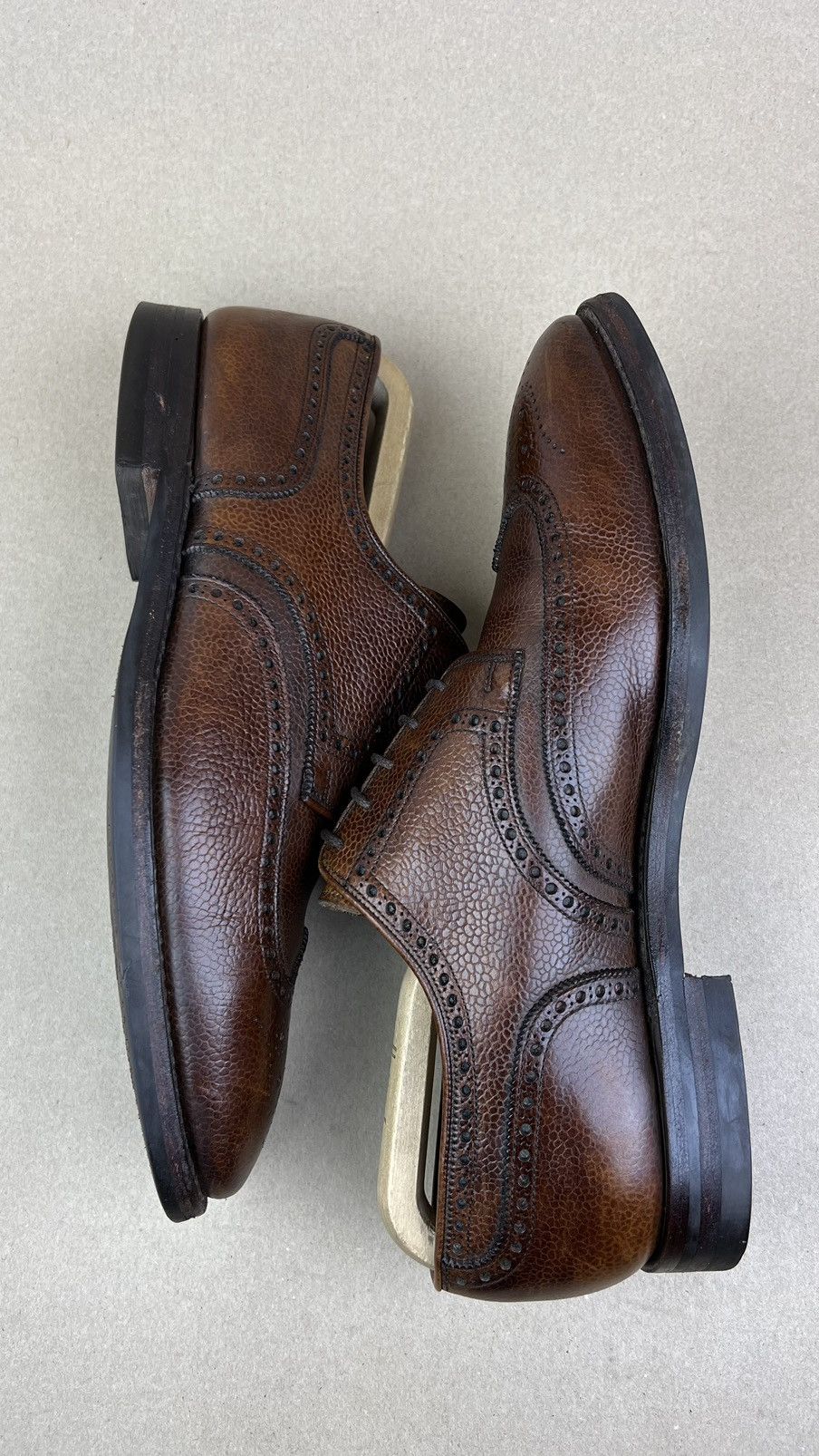 Crockett & Jones CROCKETT & JONES Swansea Derby Brogues Leather Shoes Brown Size US 11 / EU 44 - 10 Thumbnail