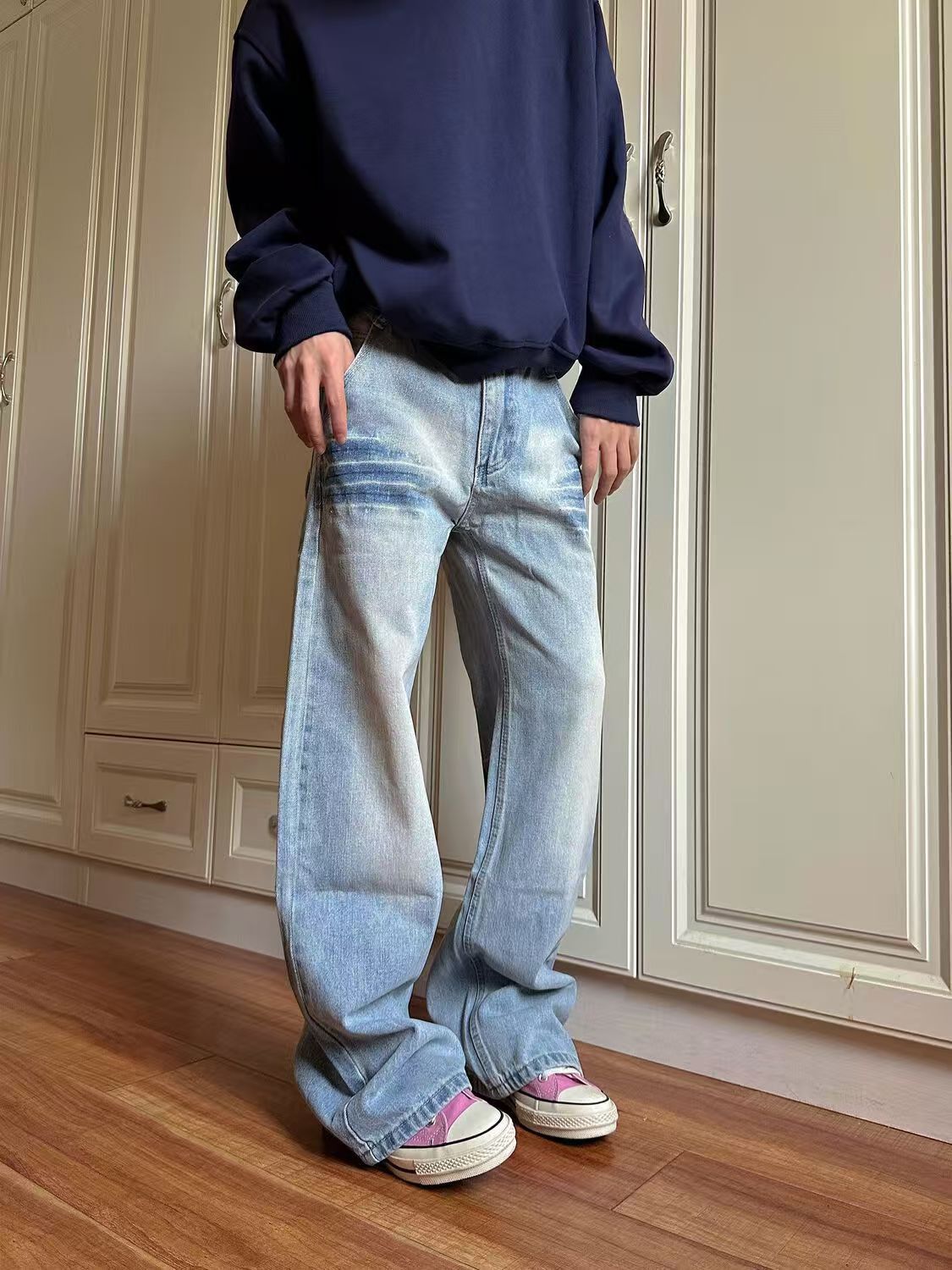 Japanese Brand × Jean Blue street washed vintage tie-dyed distressed jeans y2k Size US 32 / EU 48 - 1 Thumbnail