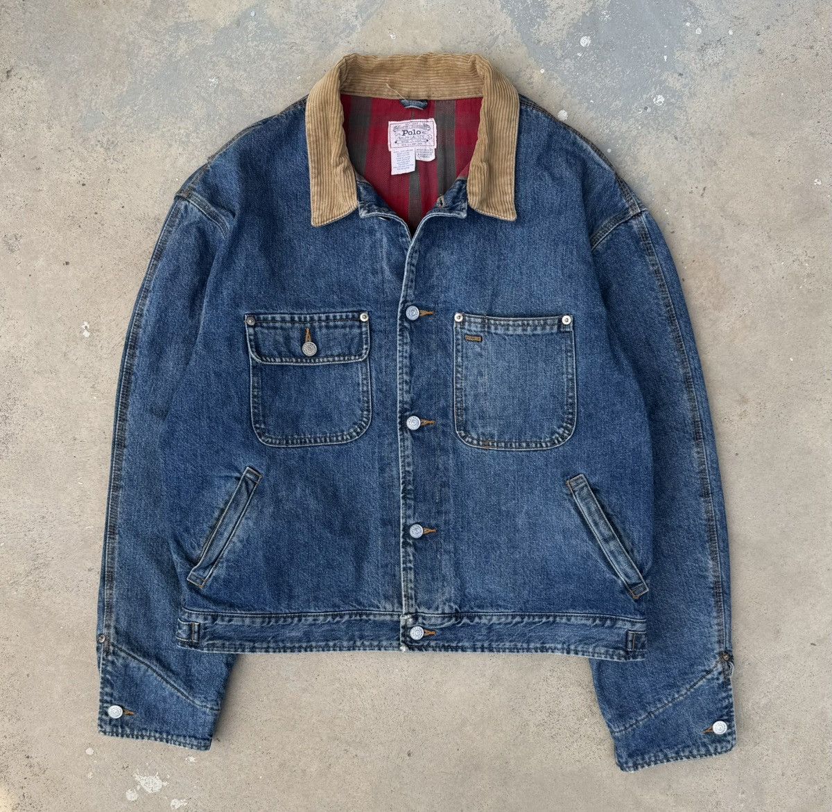 Polo Ralph Lauren Vintage Polo Ralph Lauren Denim Work Jacket Plaid Lining Size US L / EU 52-54 / 3 - 3 Thumbnail