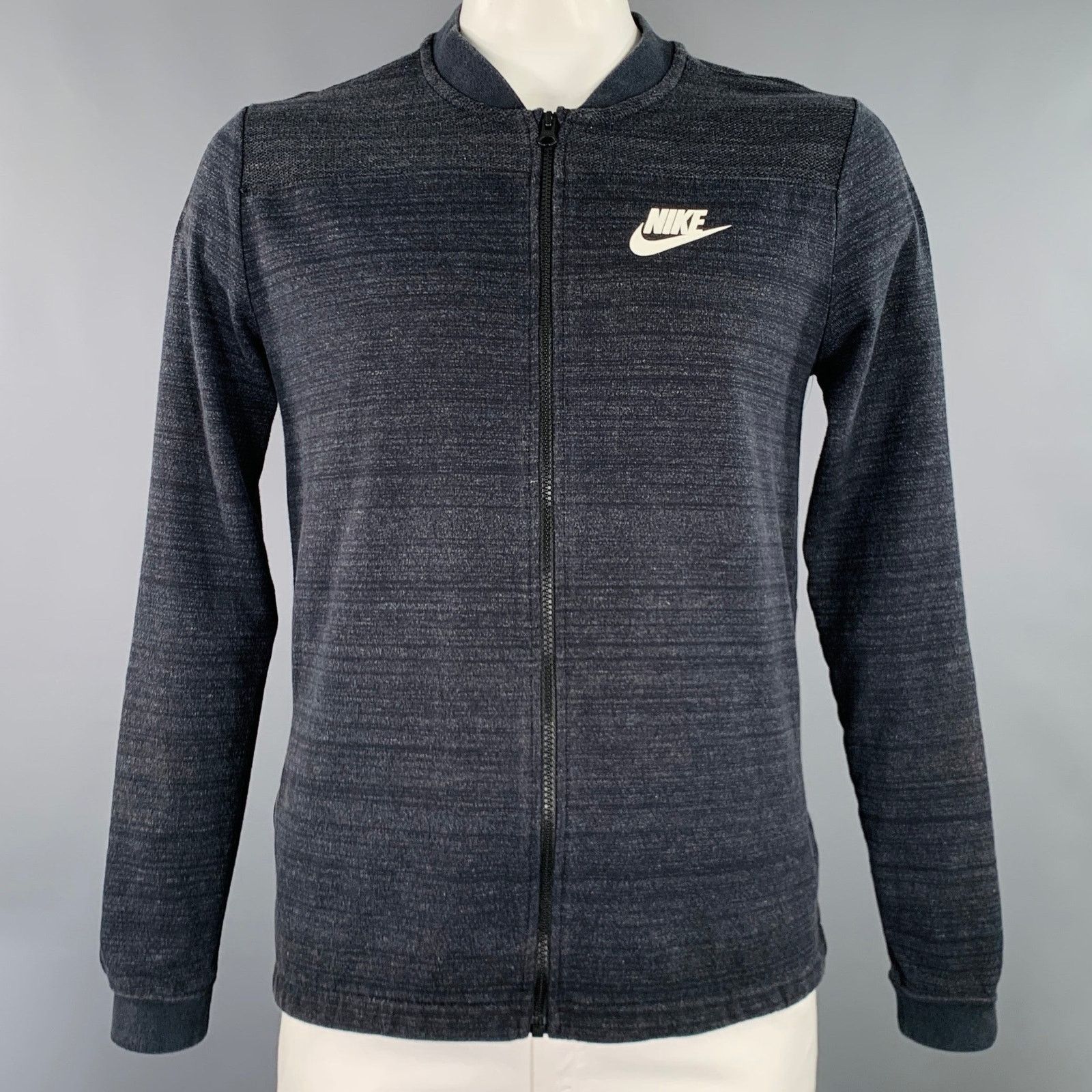 Nike NIKE L Grey White Logo Cotton Polyester Zip Up Sweatshirt Size US L / EU 52-54 / 3 - 1 Thumbnail