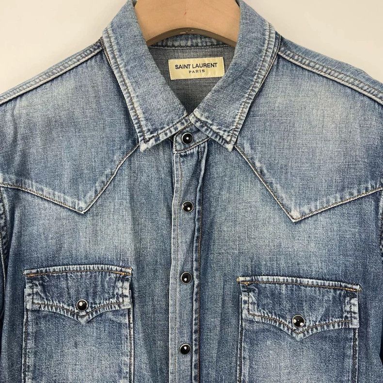 Saint Laurent Paris Saint Laurent Paris Saint Laurent Vintage Denim Shirt Size Size US S / EU 44-46 / 1 - 4 Thumbnail