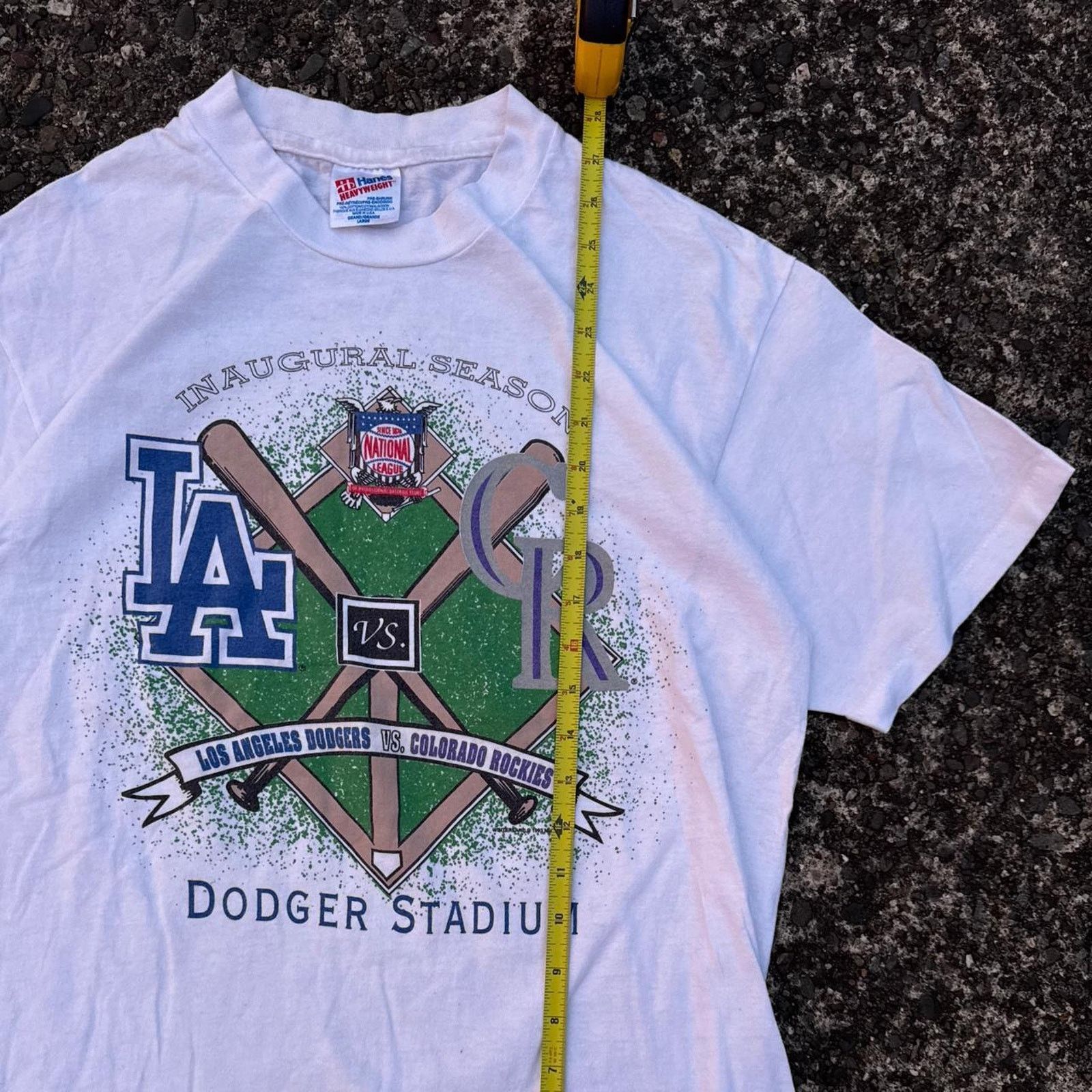 Hanes Vintage 1993 Dodgers vs. Rockies t-shirt size large Size US L / EU 52-54 / 3 - 6 Thumbnail