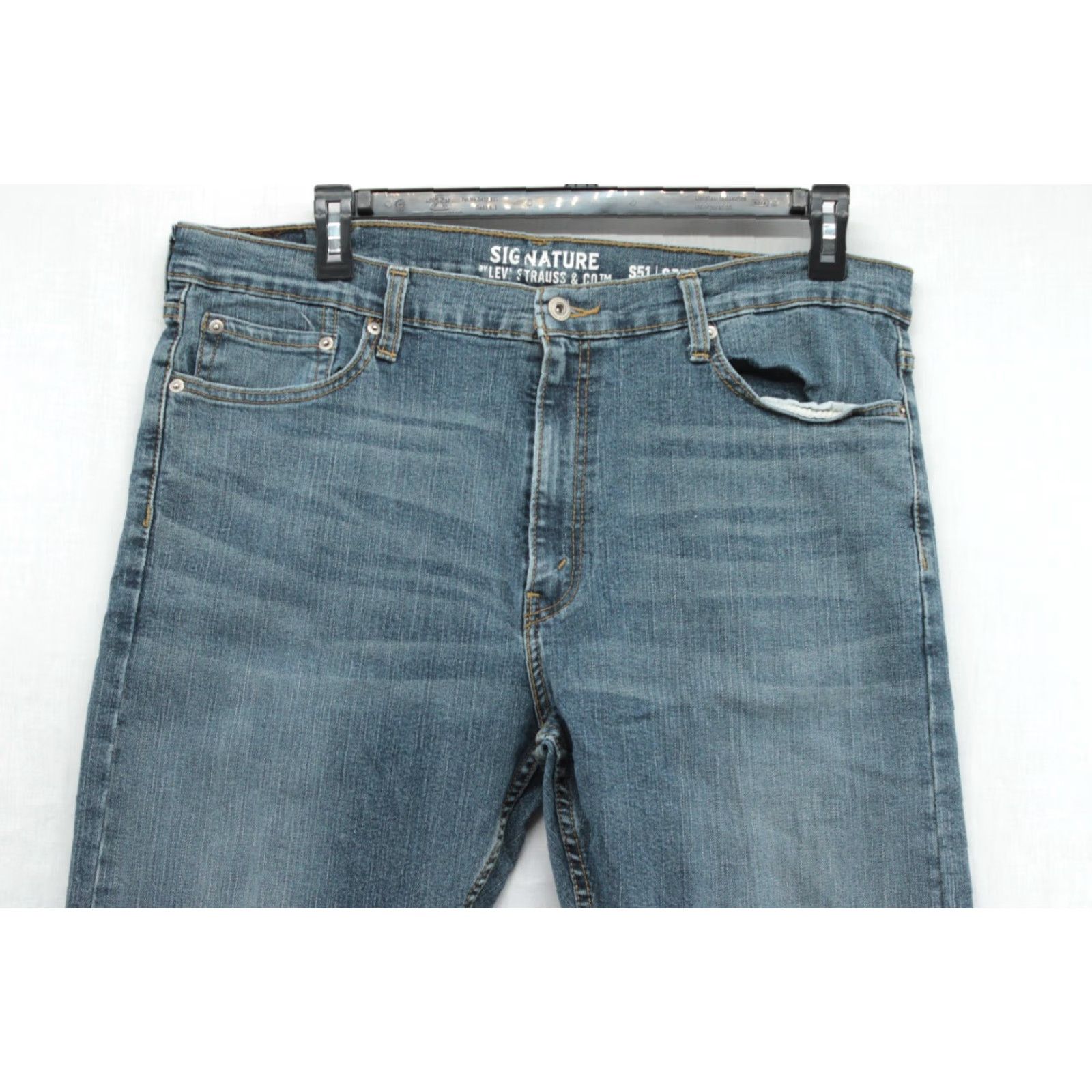 Levi's Levis Jeans Men's 40x31 Blue Signature S51 Straight Stretch Denim Work Wear Size US 40 / EU 56 - 2 Thumbnail