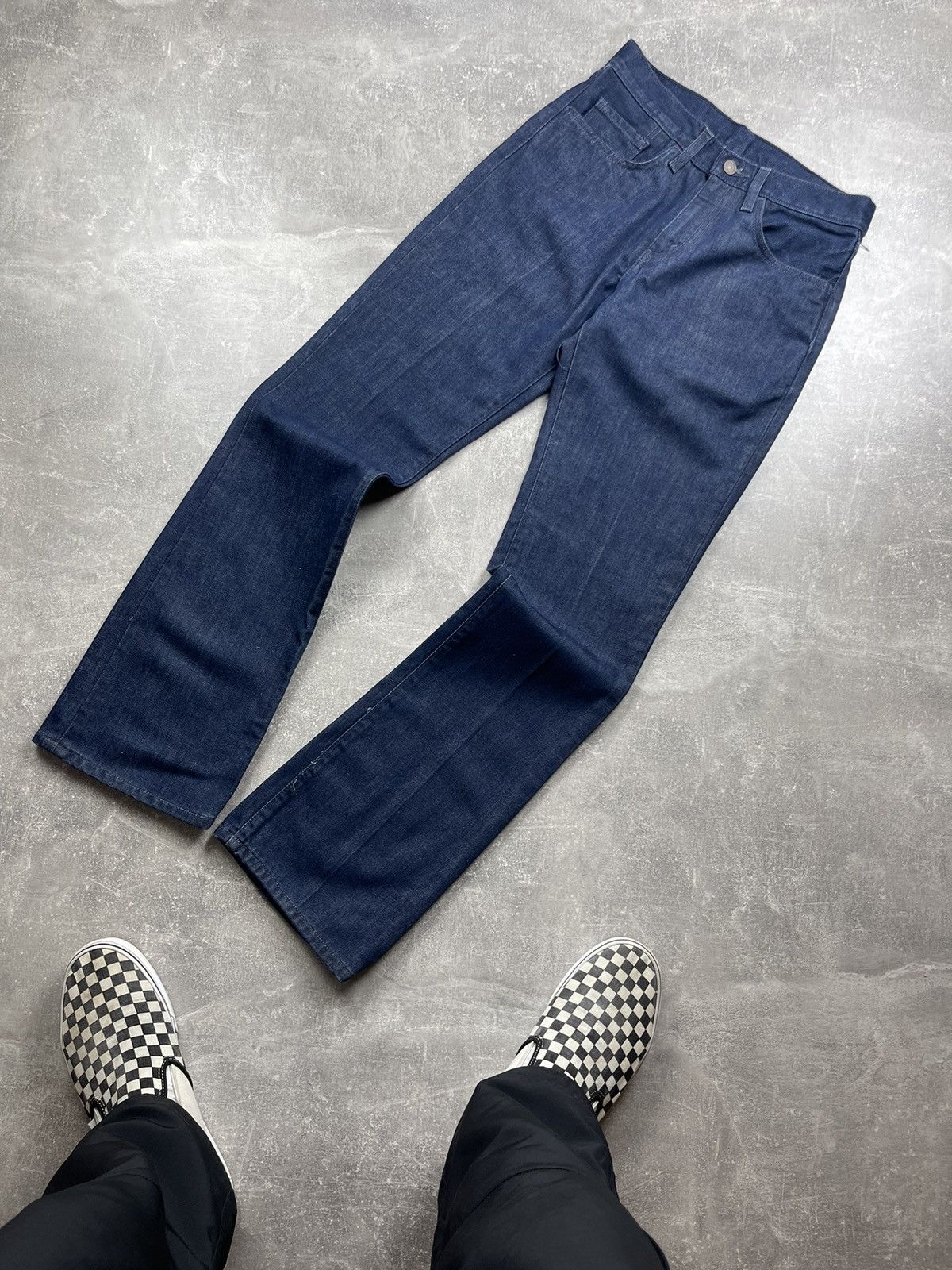 Levi's Vintage Clothing × Vintage Levi’s 525 Archives STA-Prest Navy Flared Boot Cut Jeans Size US 29 - 6 Thumbnail