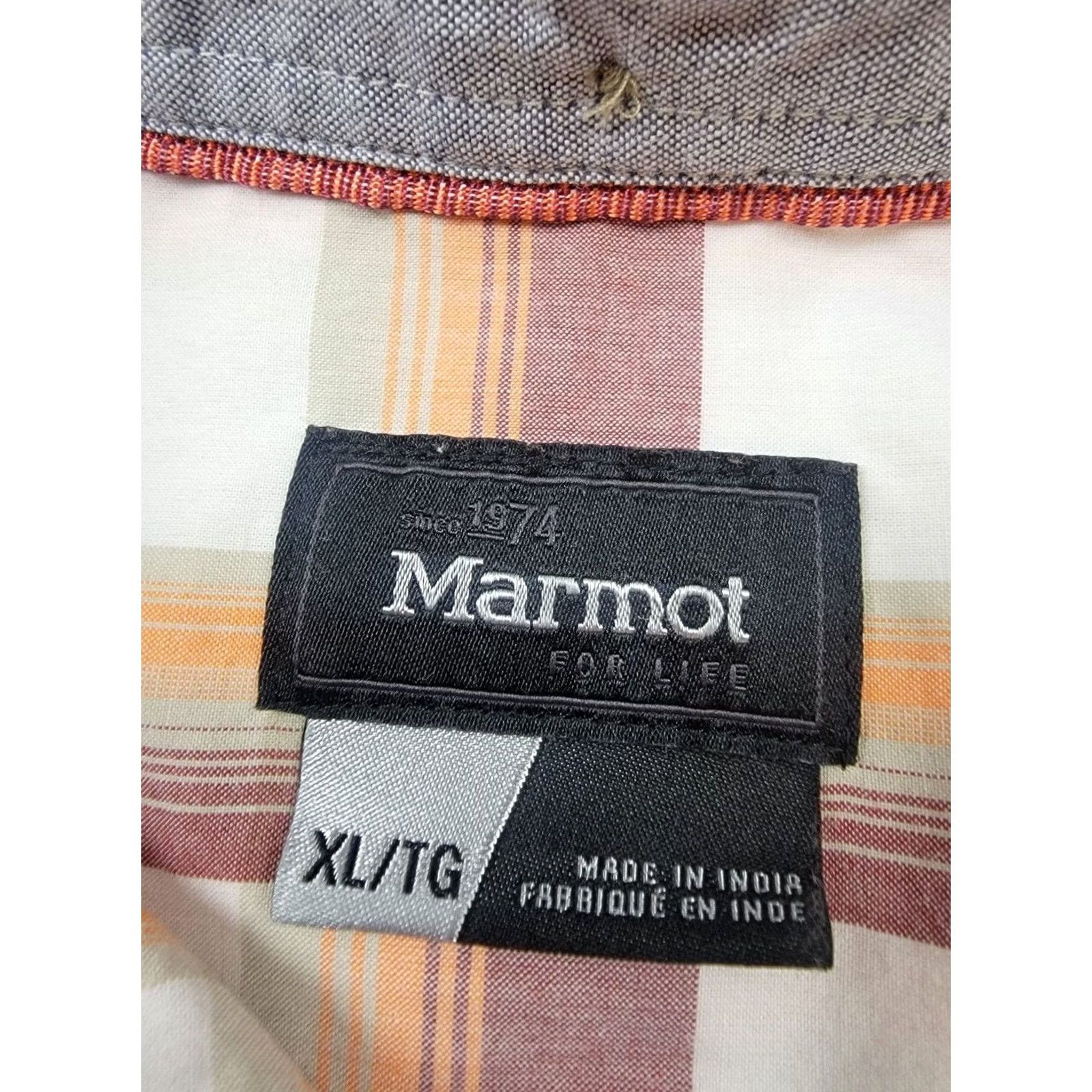 Marmot Marmot Shirt Mens XL Orange Red White Plaid Short Sleeve Button Up Size US XL / EU 56 / 4 - 2 Thumbnail