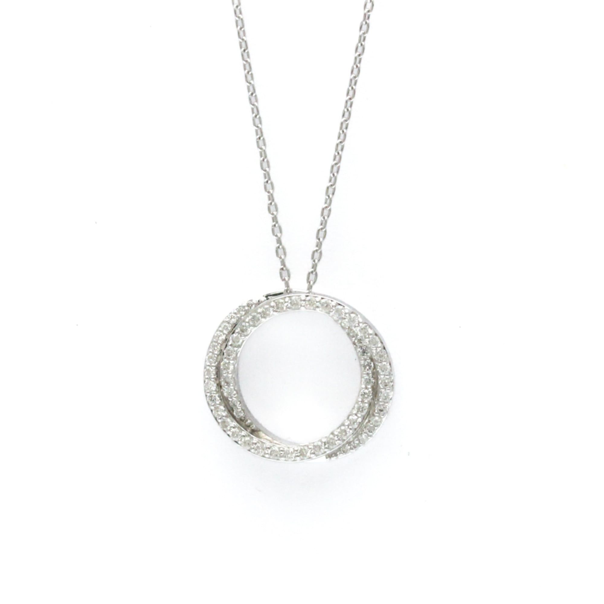 Other Ponte Vecchio Diamond Circle Necklace White Gold (18K) Diamond Men,Women Fashion Pendant Necklace (Silver) Size ONE SIZE - 1 Thumbnail