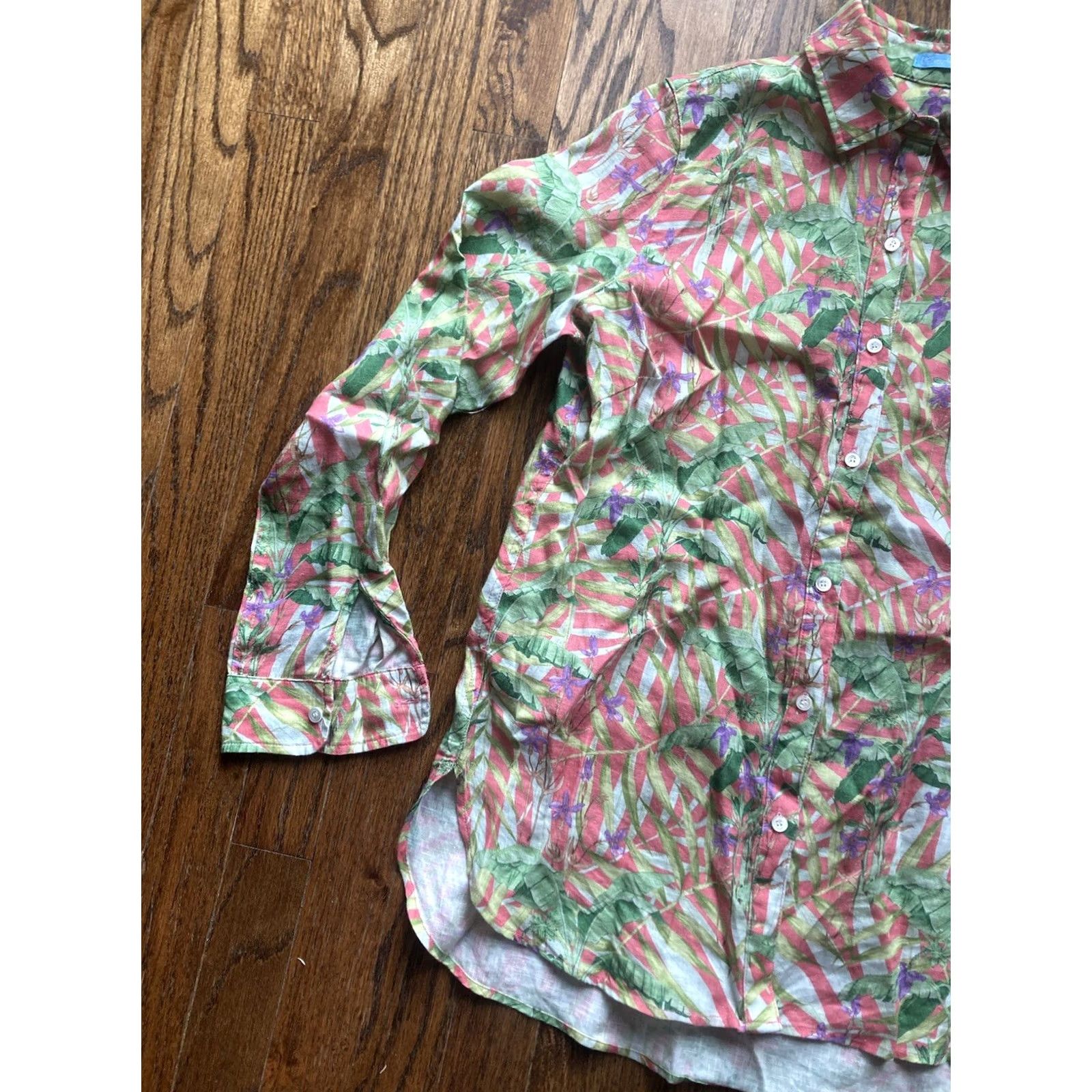 J.McLaughlin J.McLaughlin Womens Shirt Size XS 100% Linen Floral Beach Blouse Button Up Size XS / US 0-2 / IT 36-38 - 2 Thumbnail
