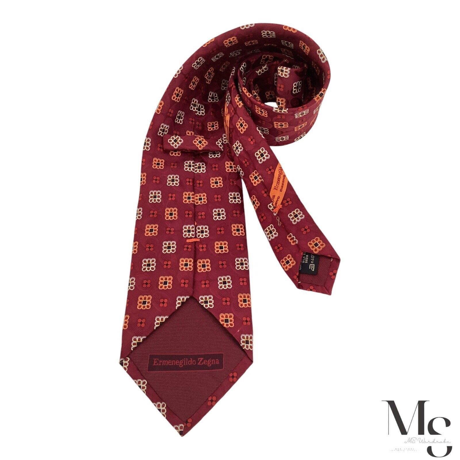 Ermenegildo Zegna ERMENEGILDO ZEGNA Burgundy Geometric Silk Tie Made In Italy Size ONE SIZE - 2 Thumbnail