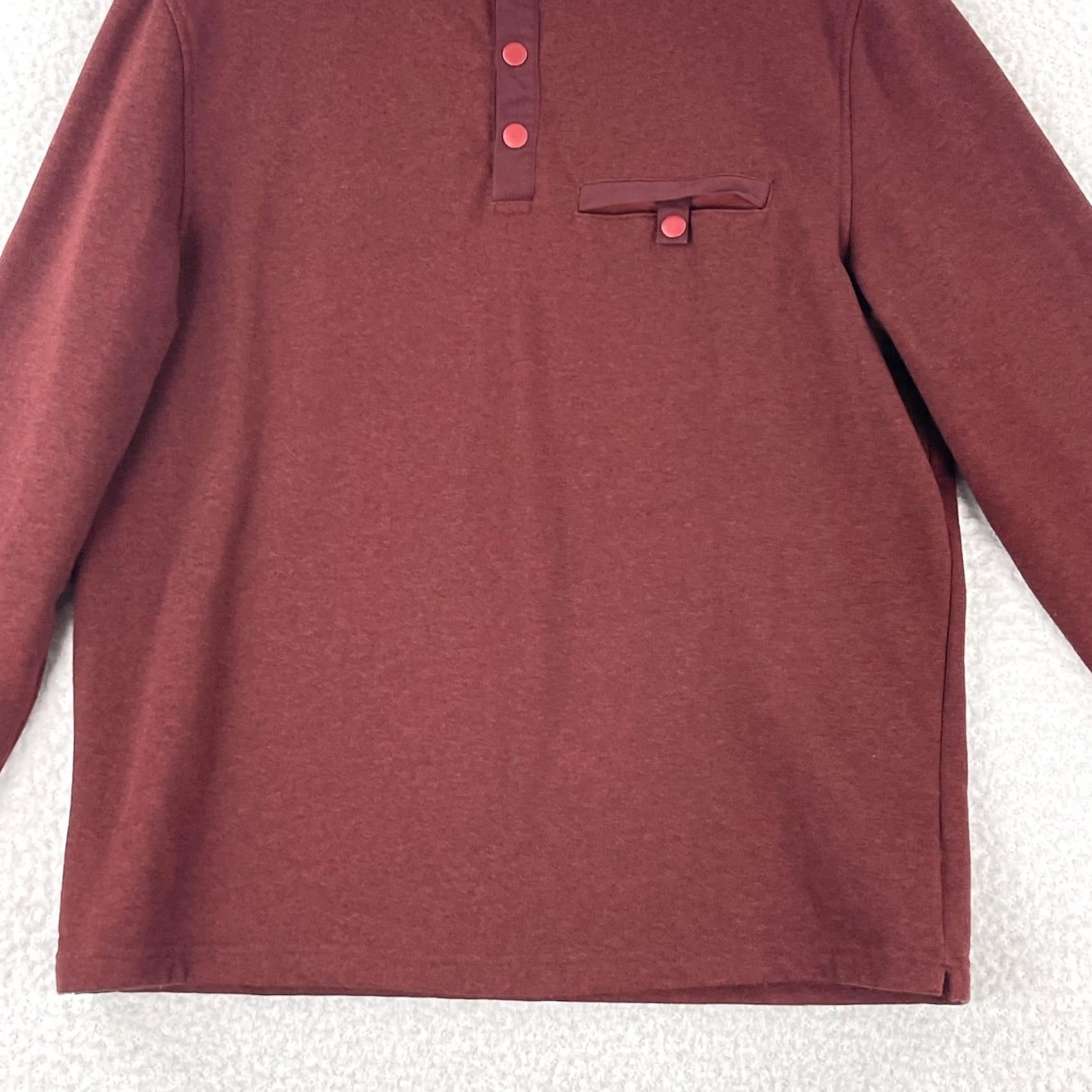 UNTUCKit UNTUCKit Sweater Mens Large Brick Red Long Sleeve Pullover Fleece Snap Mock Neck Shirt Size US L / EU 52-54 / 3 - 5 Thumbnail
