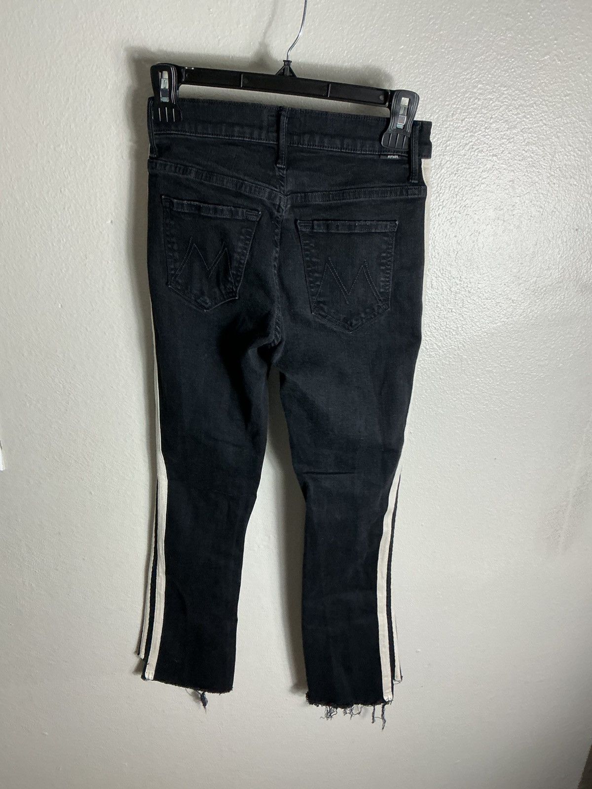 MOTHER Mother The Insider High-Rise Crop Racer Stripe Jean Black 25 Size 25" / US 0 / IT 36 - 3 Thumbnail