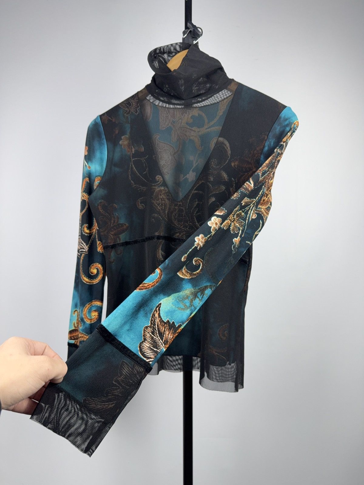 Japanese Brand Vintage Sheer Mesh Baroque Top Y2K Gaultier Style High Neck Size M / US 6-8 / IT 42-44 - 3 Thumbnail