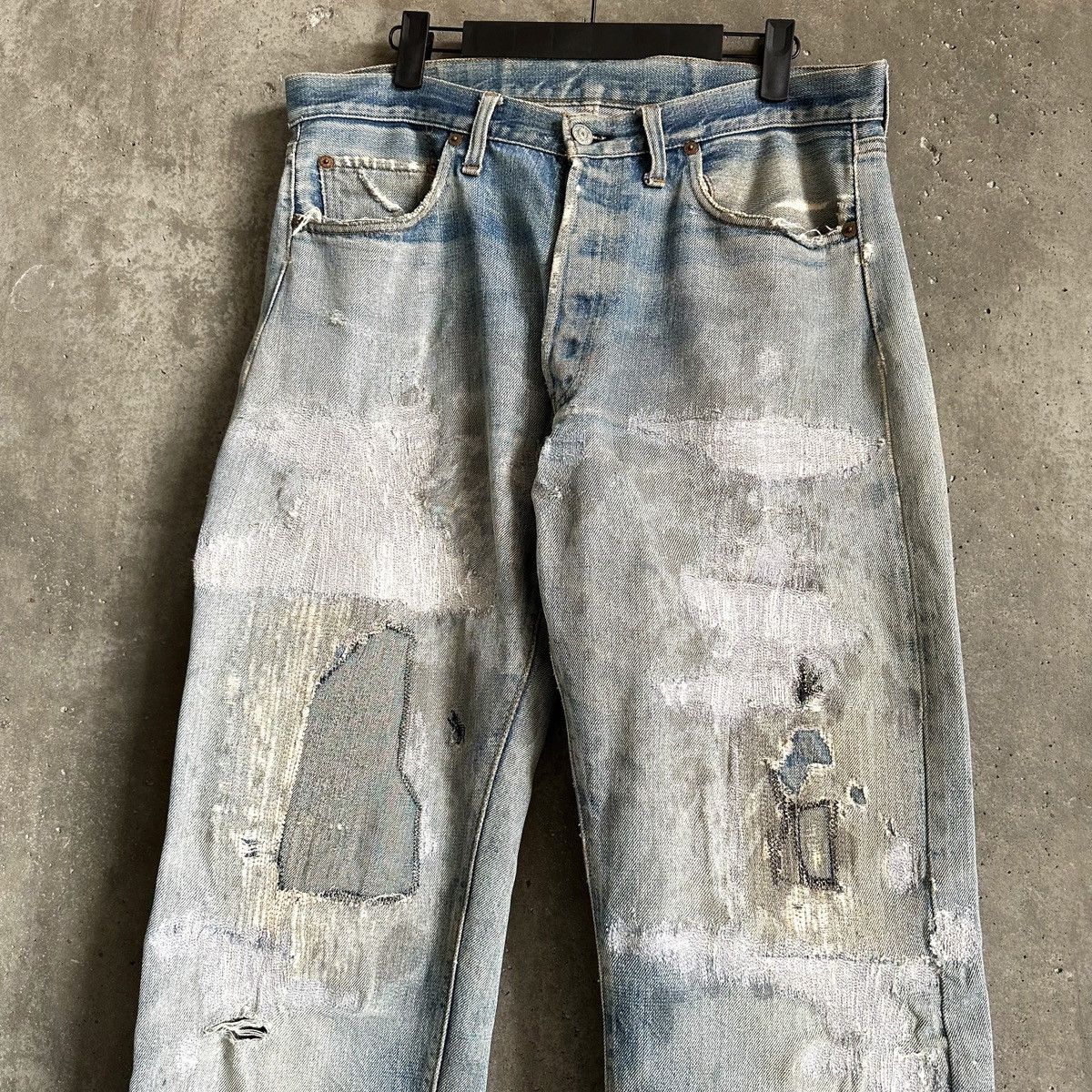 Levi's 70s Vintage Levis BORO THRASHED 501 66 Early Repair Denim Size US 33 - 11 Thumbnail