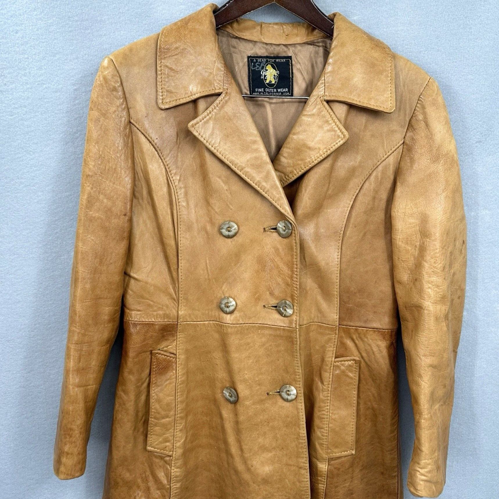 Golden Bear VINTAGE Golden Bear Jacket Mens M Overcoat Leather 80s Brown Adult Medium Mens Jacket Size US M / EU 48-50 / 2 - 2 Thumbnail