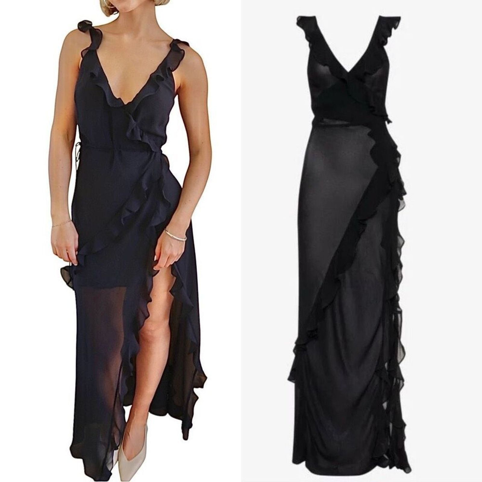Rumored Just Like Heaven Maxi Dress MEDIUM Black Coverup