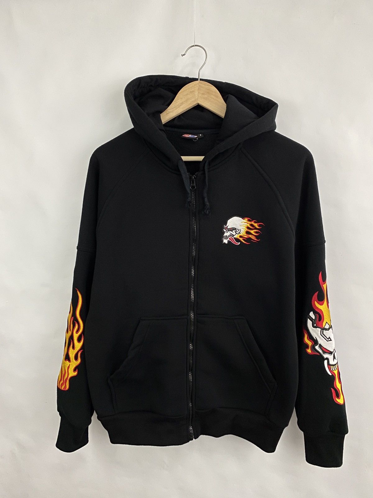 55DSL 💀🇺🇸 Vintage 90s 55 DSL Skull Fires Zip Hoodie Y2K Rare Retro Size US M / EU 48-50 / 2 - 3 Thumbnail