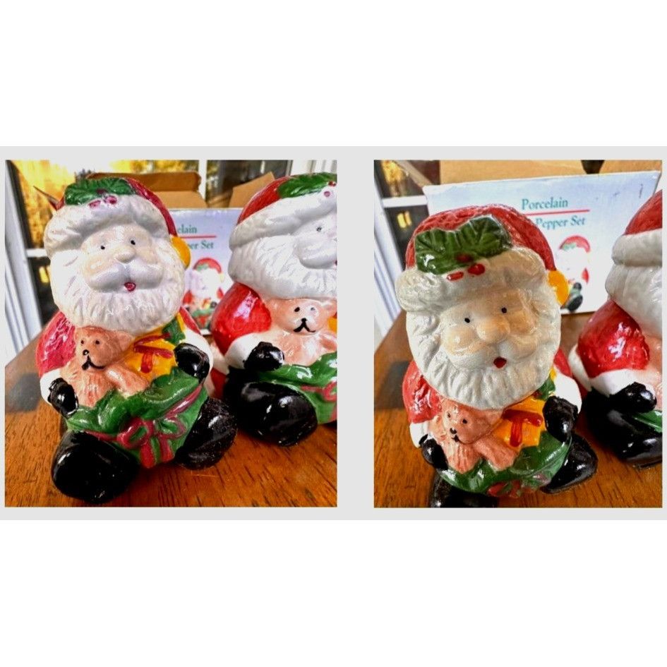 Handmade × Vintage Santa Claus Salt Pepper Shakers Christmas Bear New in Box Vi Size ONE SIZE - 4 Thumbnail