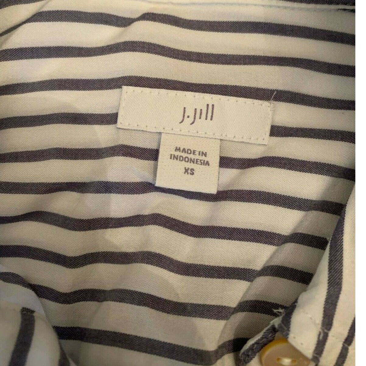 J. Jill J Jill White Black Striped Casual Tunic Top Size XS Size XS / US 0-2 / IT 36-38 - 3 Thumbnail