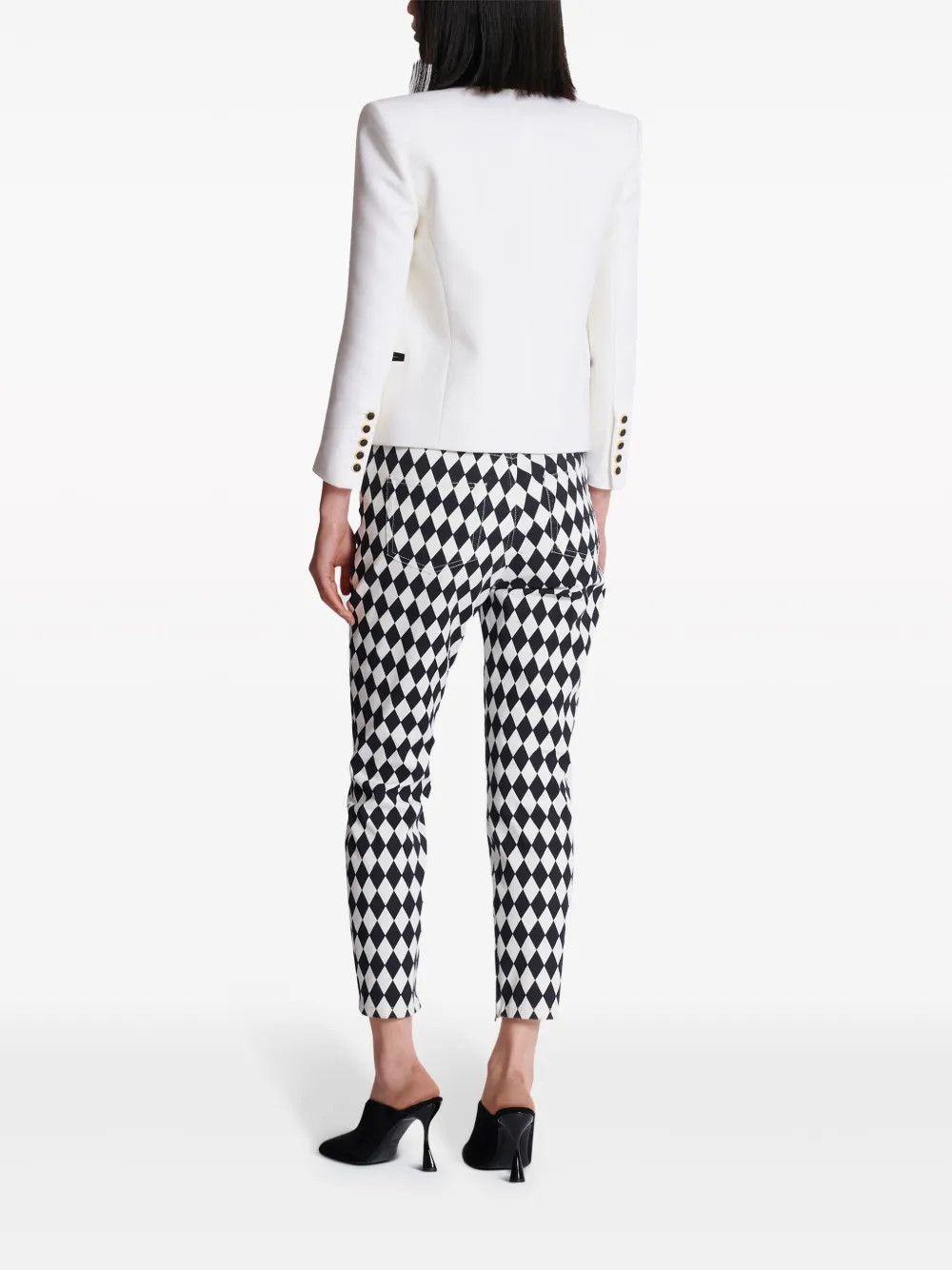 Balmain o1s1wg110825 Satin Lapel Wool Open Jacket in White Size XL / US 12-14 / IT 48-50 - 6 Thumbnail