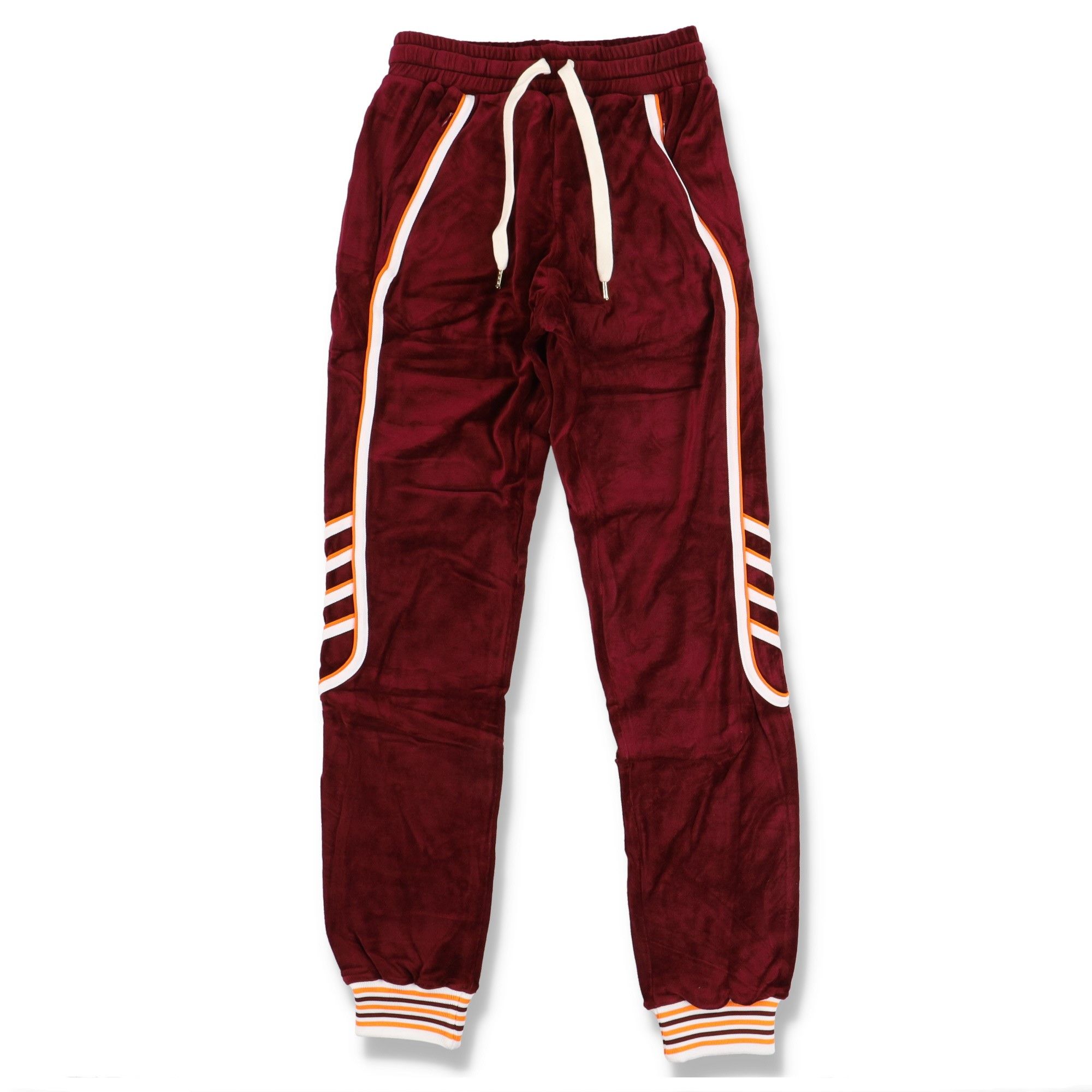 Burgundy Racing Velour Track Pants