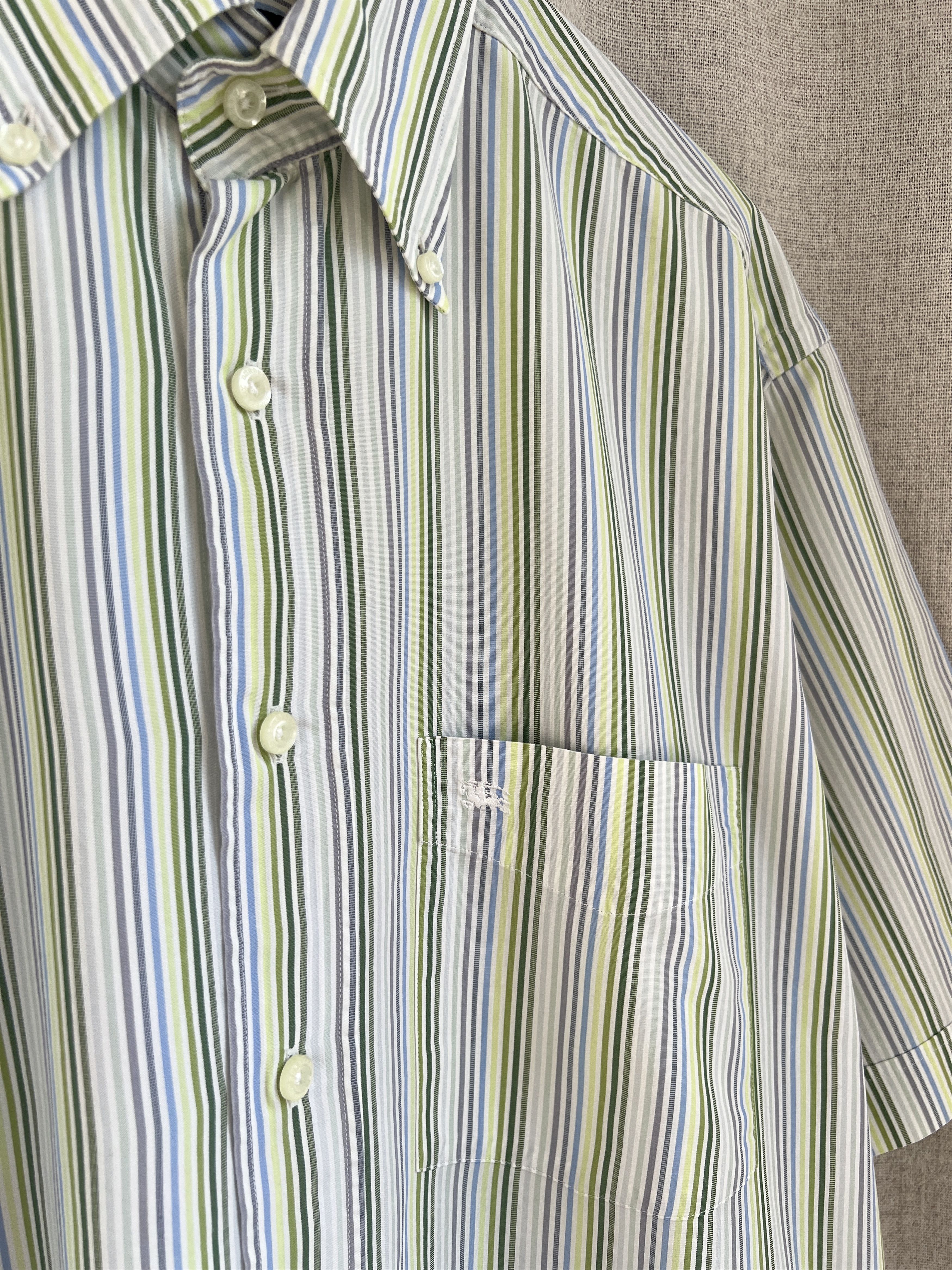 Burberry Vintage Burberry Pocket Logo Striped Button Up Shirt Size US L / EU 52-54 / 3 - 7 Thumbnail