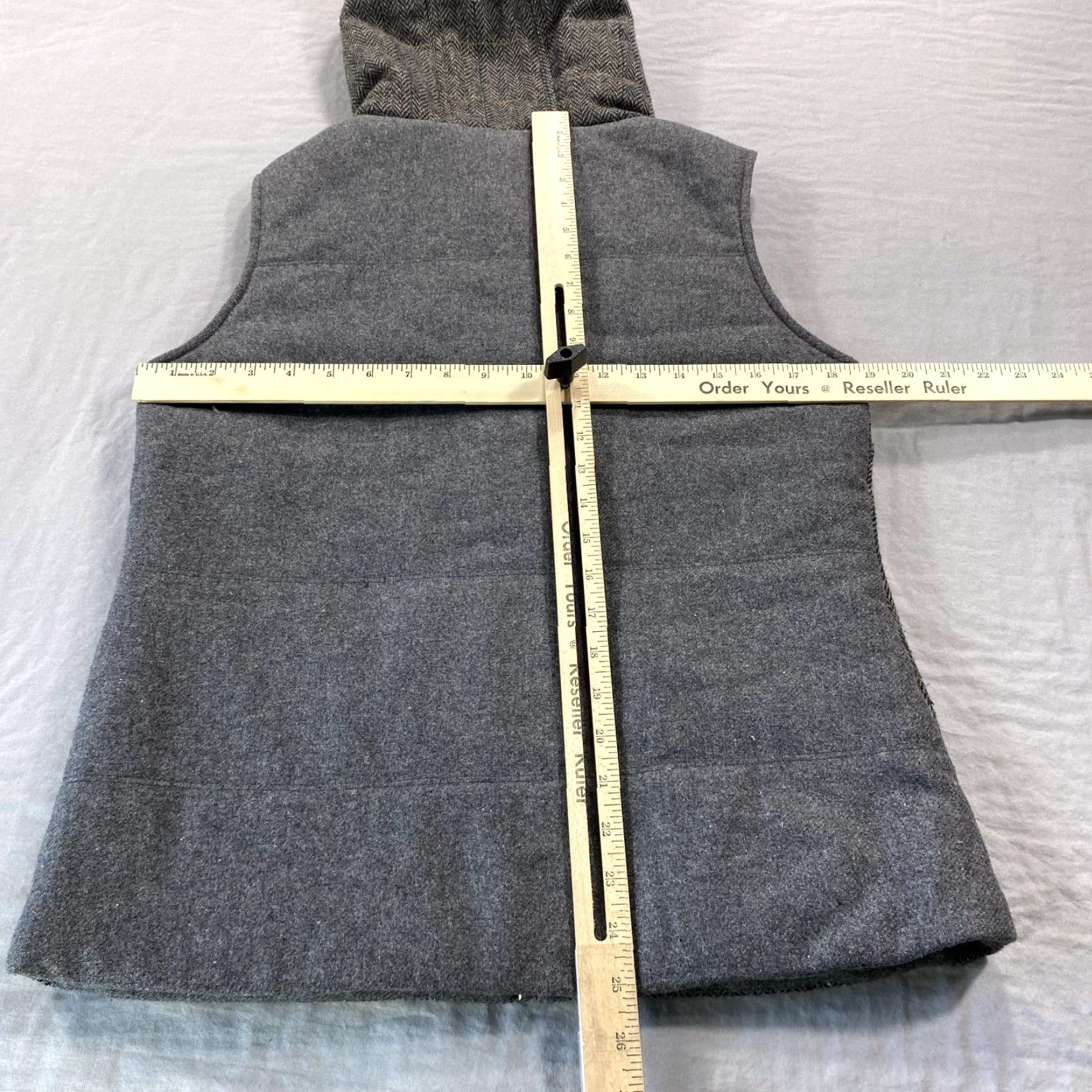 Prana Prana Ava Vest Womens Small Gray Herringbone Wool Hooded Lined Outdoor Jacket Size S / US 4 / IT 40 - 5 Thumbnail