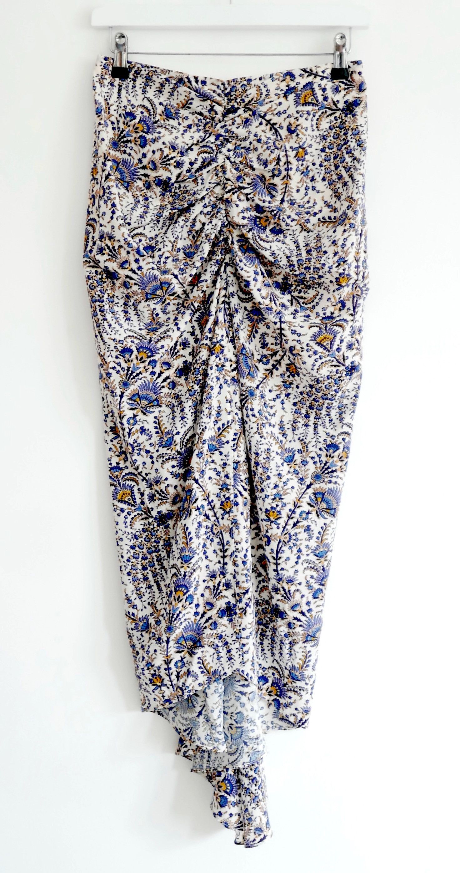 image of Veronica Beard Pixie Skirt Floral Print Silk in Blue, Women's (Size 26)