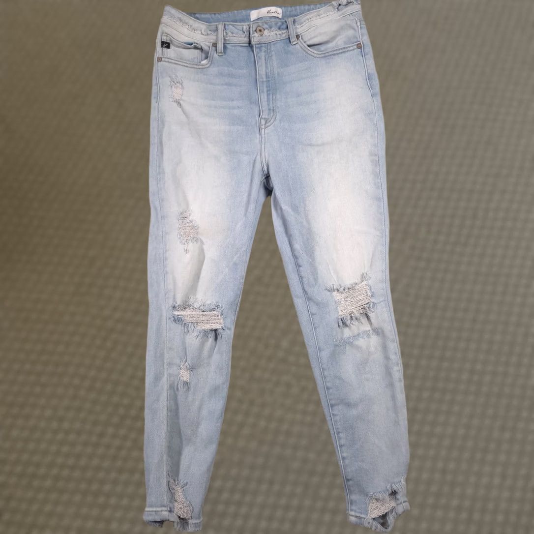 Vintage KanCan Jeans Womens 13/30 Blue Light Wash High Rise Distressed Ankle Jeans, Regular, Denim, 30 Inseam, 26 Inseam? Size 34" / US 12 / IT 48 - 1 Thumbnail