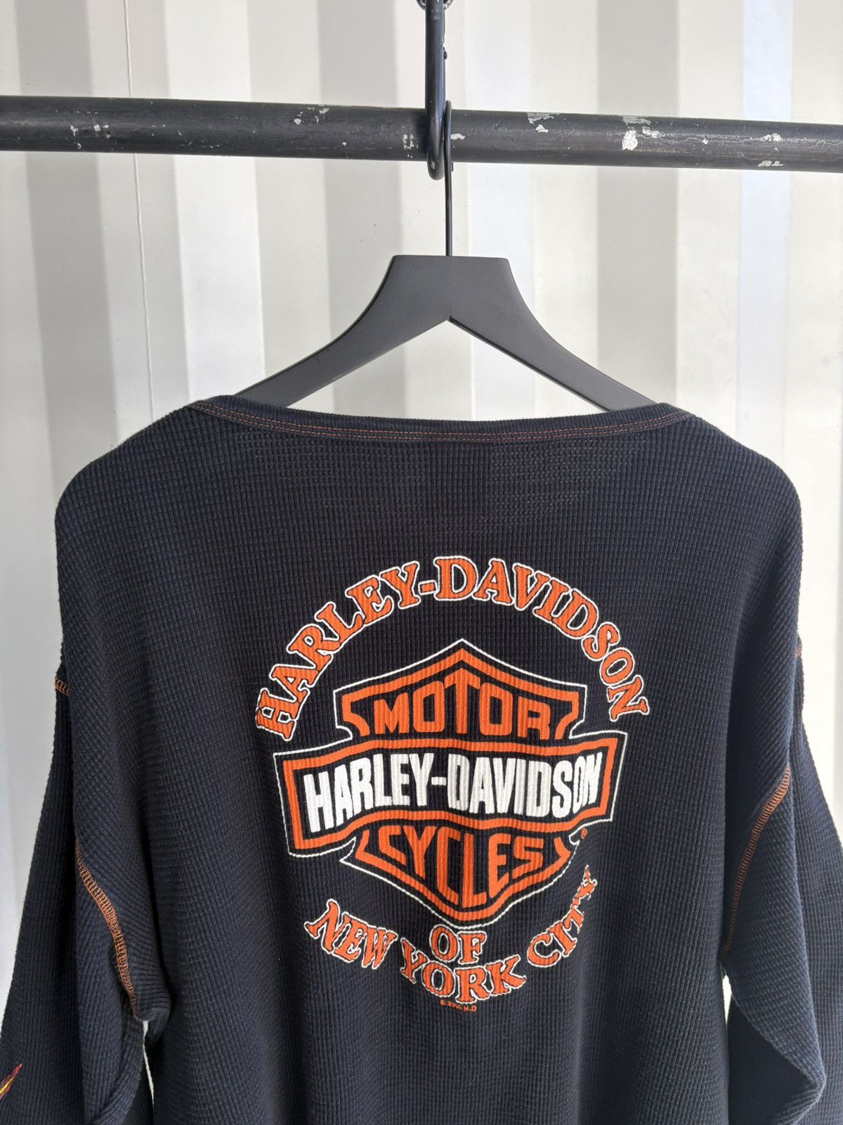 Harley Davidson Harley NYC Flame Thermal Distressed grunge Faded Boxy Size US XXL / EU 58 / 5 - 4 Thumbnail