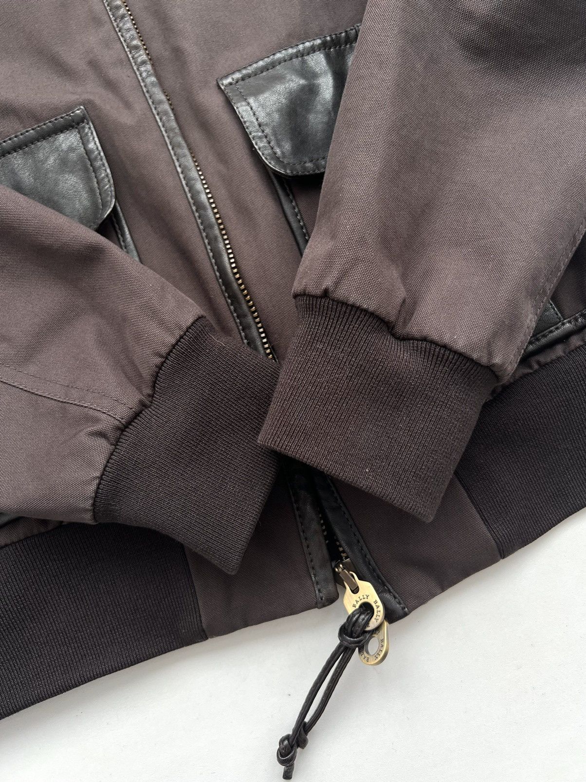 Bally Bally Canvas Leather Trimmed Brown Cargo Bomber Jacket Size US L / EU 52-54 / 3 - 14 Thumbnail