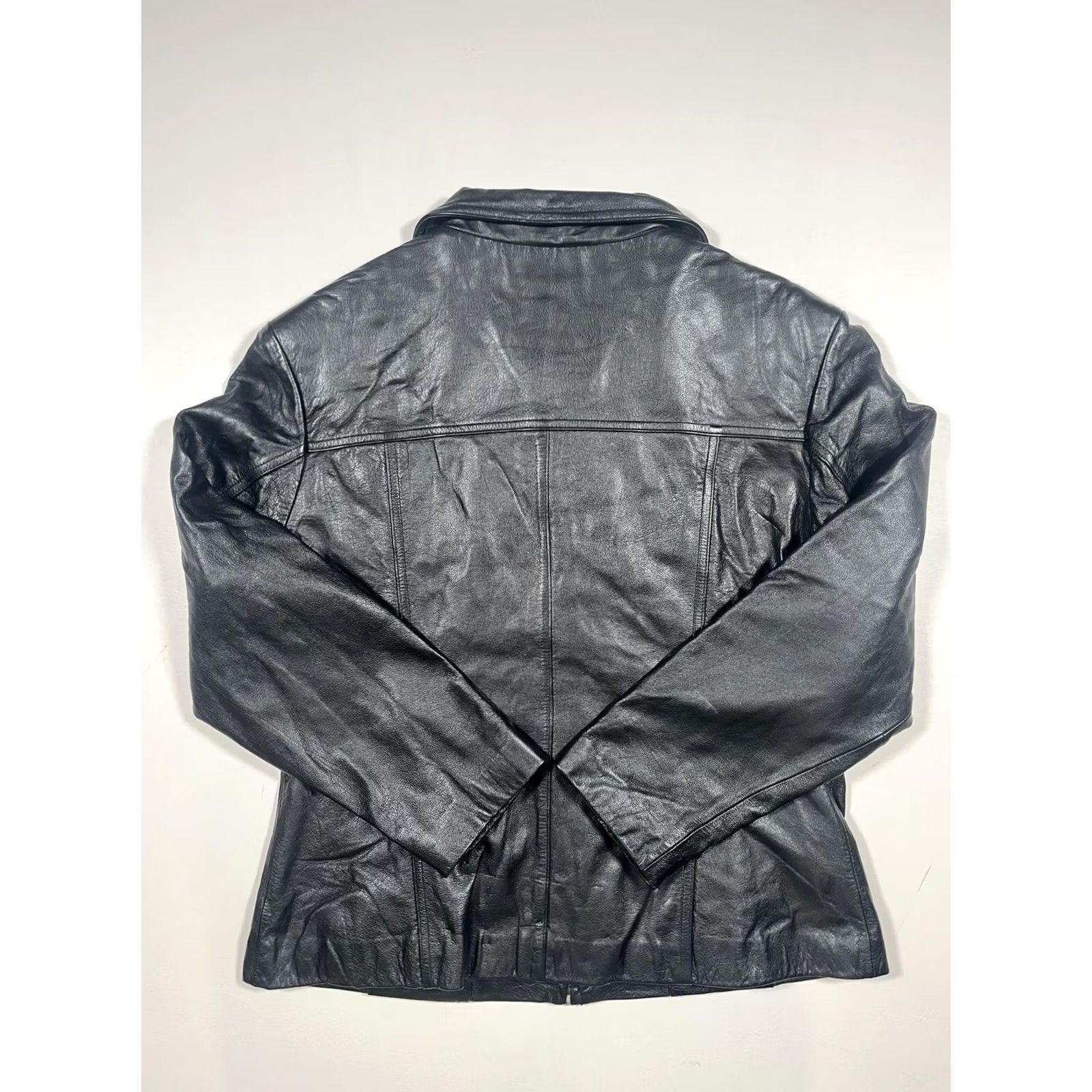Vintage VINTAGE Maxima Leather Jacket Womens Large Black Full Zip Lined Mid Length Pockets Size L / US 10 / IT 46 - 2 Thumbnail