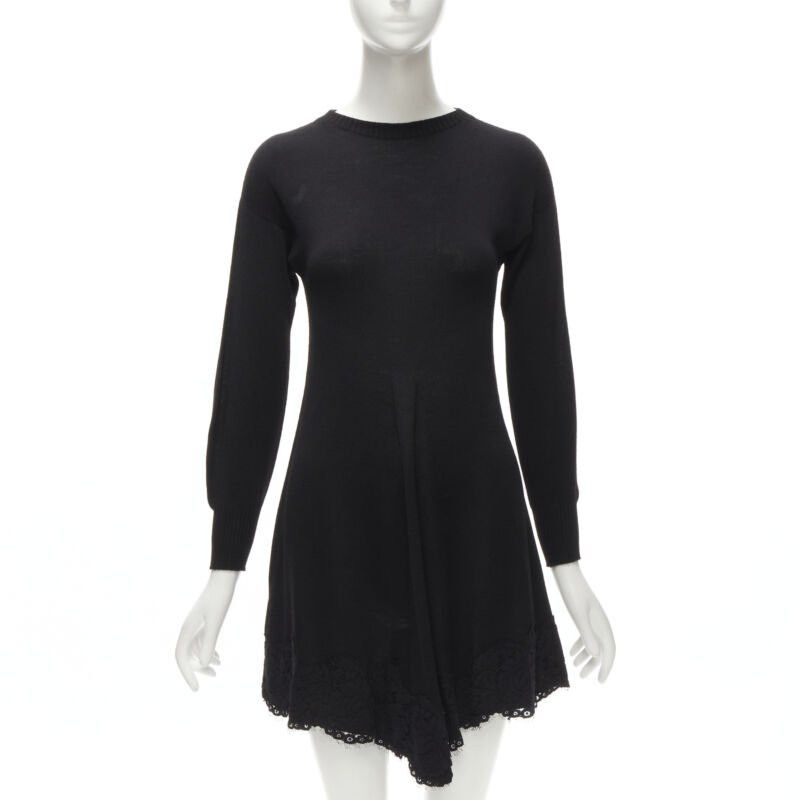 Philosophy di Lorenzo Serafini PHILOSOPHY DI LORENZO SERAFINI black lace trim sweater dress IT38 XS Size XS / US 0-2 / IT 36-38 - 1 Thumbnail