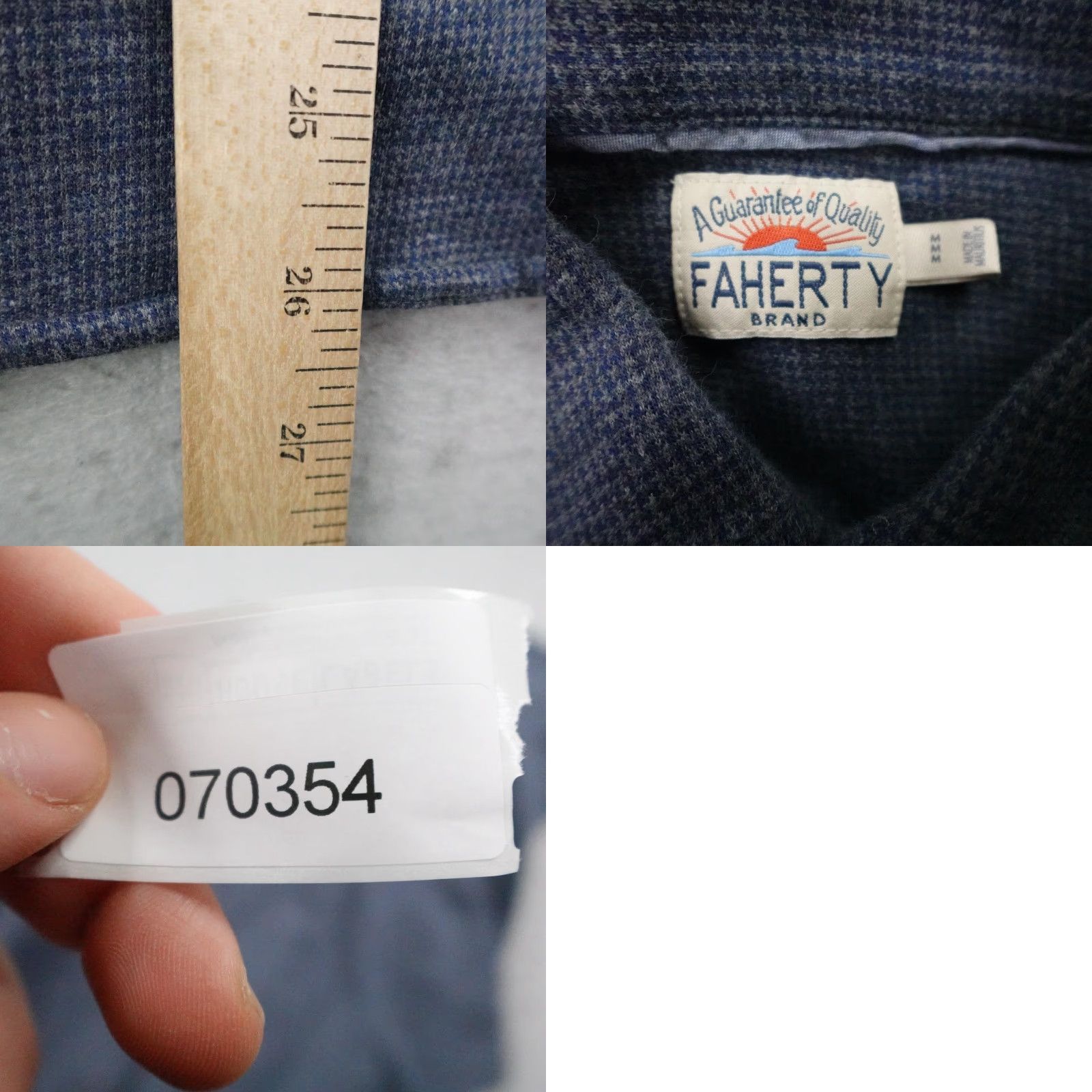 Faherty VINTAGE Faherty Shirt Mens Medium Blue Check Houndstooth Knit Flannel Button-Up Comfort Shirt Mens Size US M / EU 48-50 / 2 - 8 Thumbnail