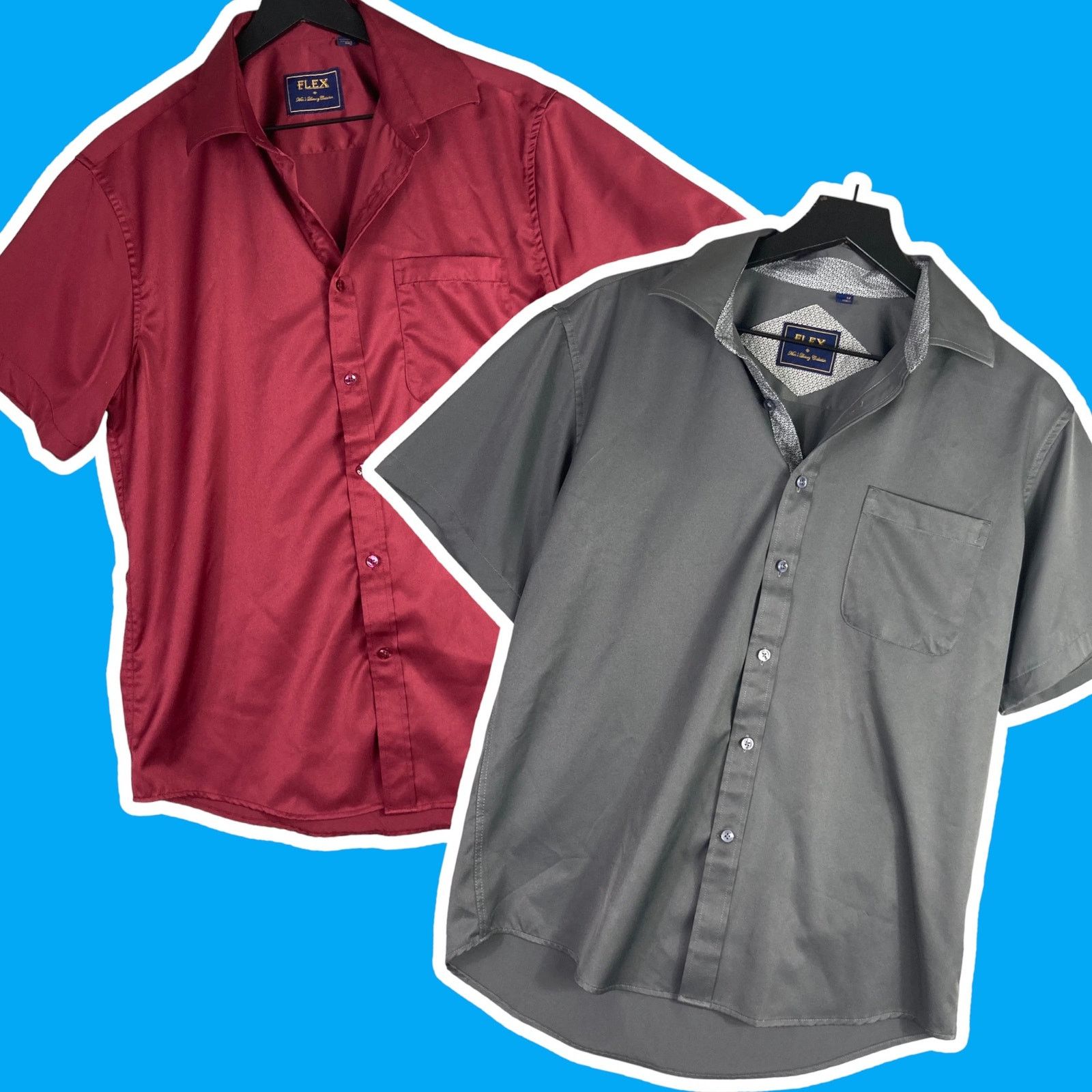 Other FLEX Men's Short Sleeve Button Down Shirts Pack 2 L Casual Size US L / EU 52-54 / 3 - 1 Thumbnail