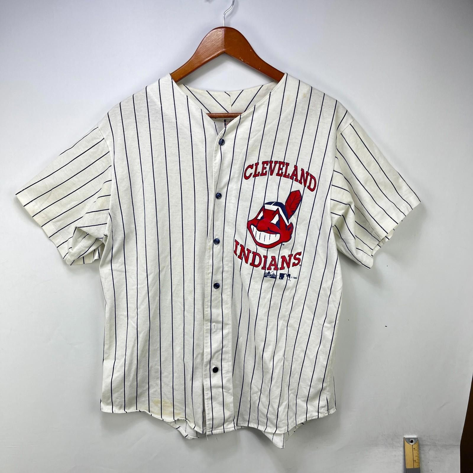 Other Vintage 90s Cleveland Indians Pinstripe Button-Up Jersey XL Size ONE SIZE - 1 Thumbnail