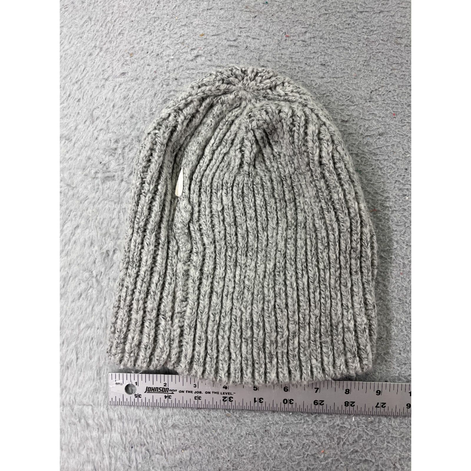 Vintage Beanie Toque Adult One Size Gray Ribbed Knit 100% Acrylic Snow Camp Winter Ski Size ONE SIZE - 4 Thumbnail